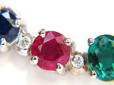 3.60 Carat Natural Ruby Emerald Sapphire Diamond Necklace - 14K Gold Plated, F/VS Clarity, Arch & By Yard Design - Perfect for Weddings, Anniversaries & Special Occasions