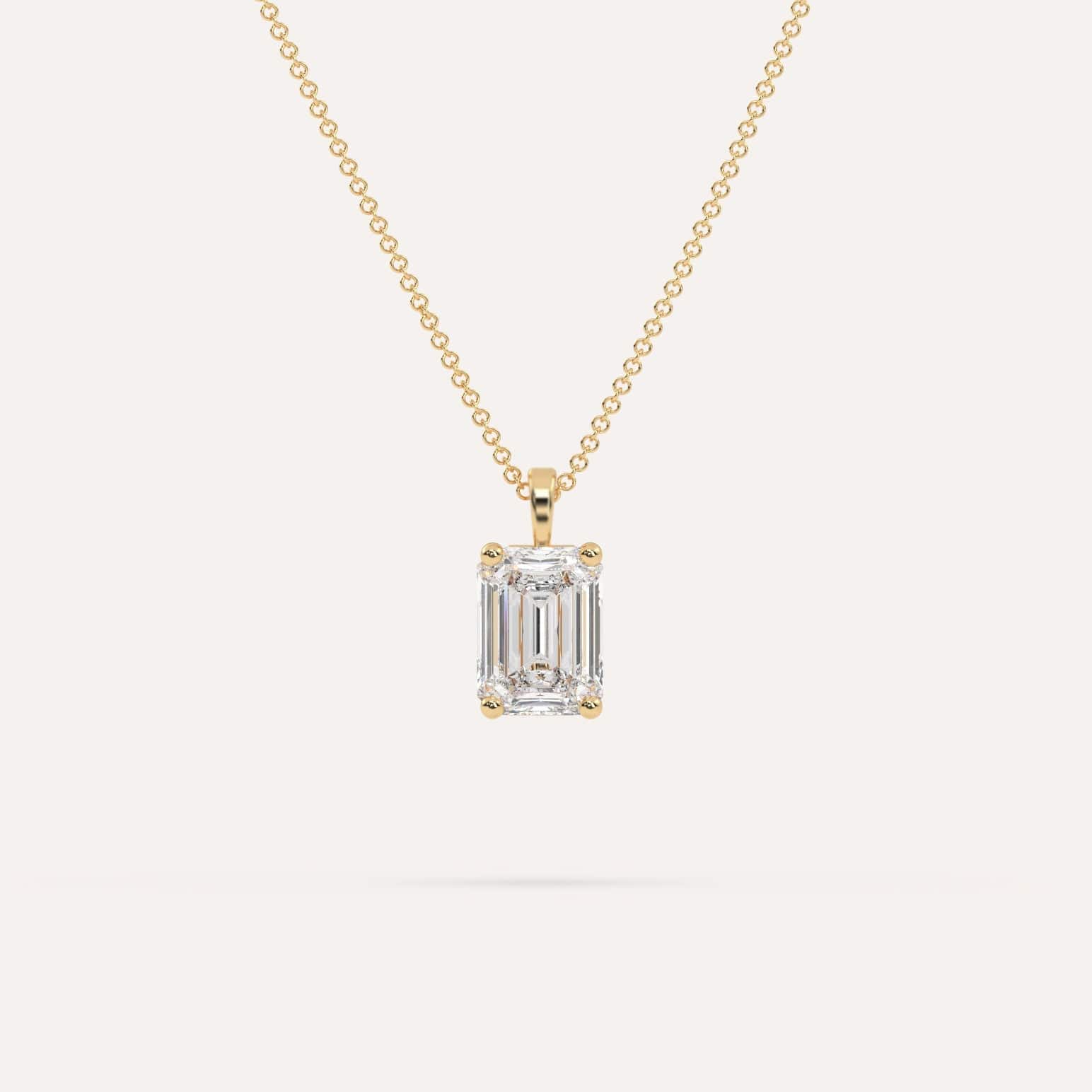2 Carat Emerald Diamond Pendant Necklace - 14K Gold Solitaire Jewelry for Women - Elegant Gift for Anniversary, Birthday & Special Occasions