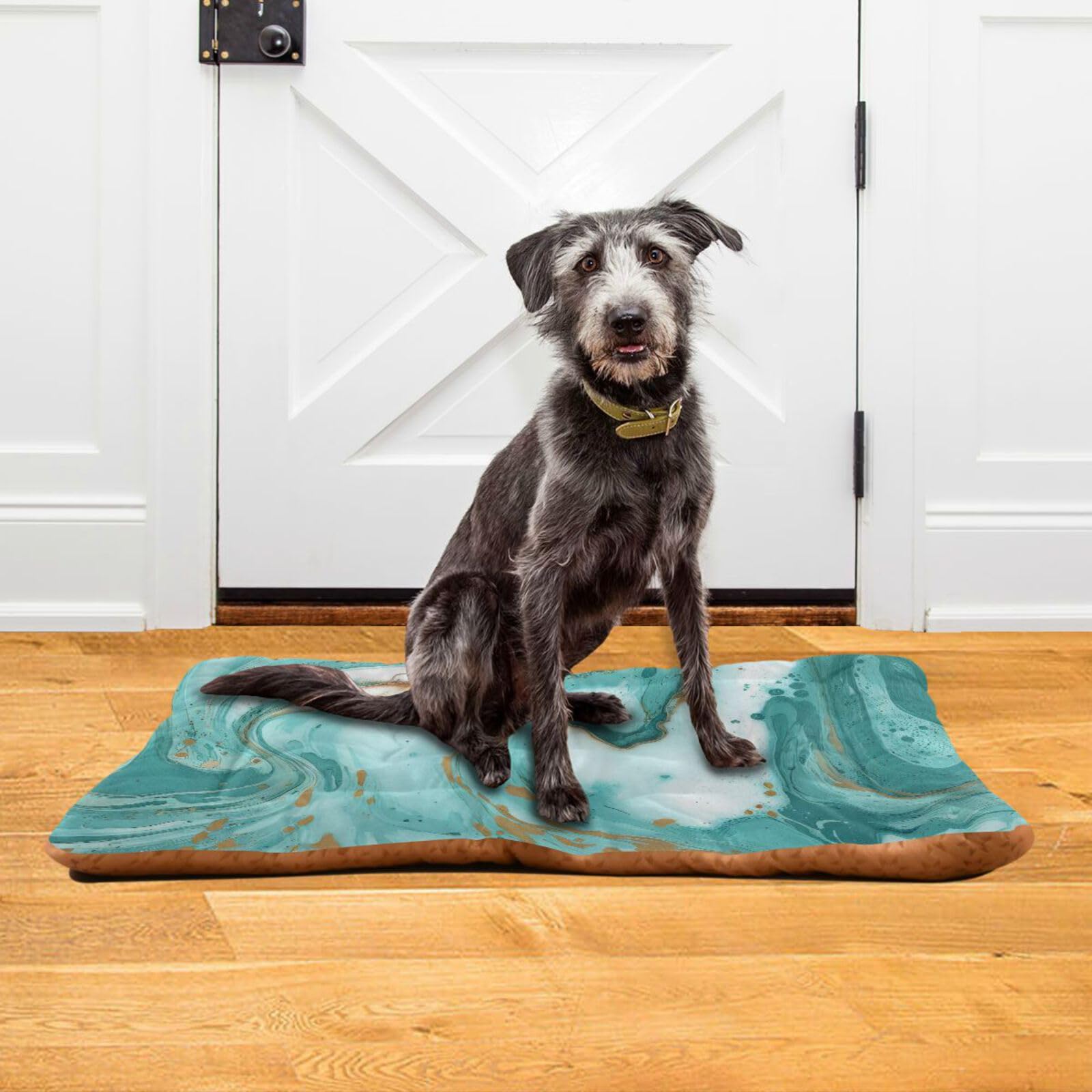 Turquoise Marble Texture Pet Bed - Ultra Soft Rectangle Dog Bed & Cat Bed for Small Medium Large Dogs (36x24 Inches) - Calming Comfort for Pets - Perfect for Living Room, Bedroom or Kennel Use