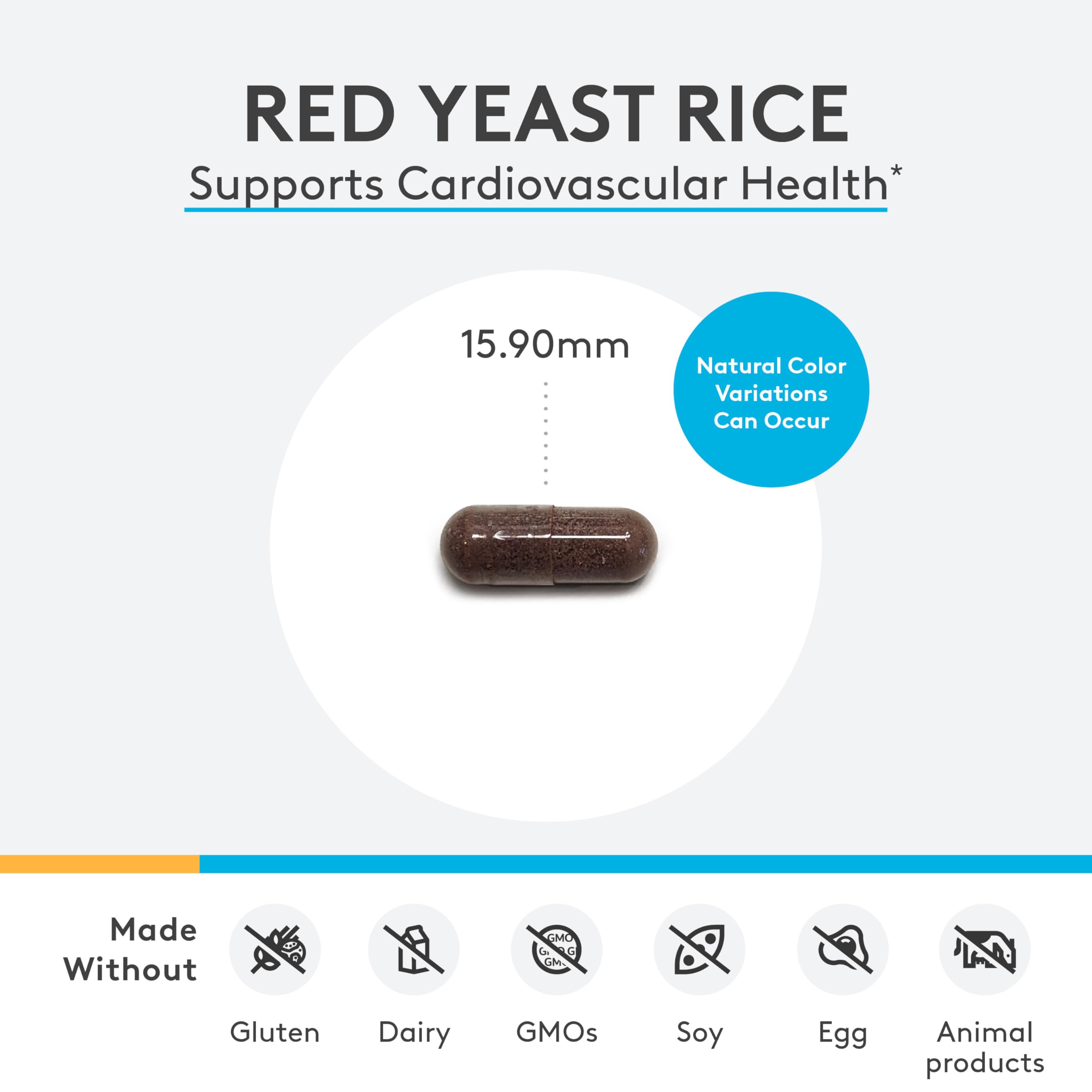 XYMOGEN Red Yeast Rice Supplement - Non-GMO, Citrinin-Free 60 Capsules for Heart Health & Cholesterol Support - Maintain Healthy Blood Lipid Levels - Perfect for Daily Cardiovascular Wellness Routine