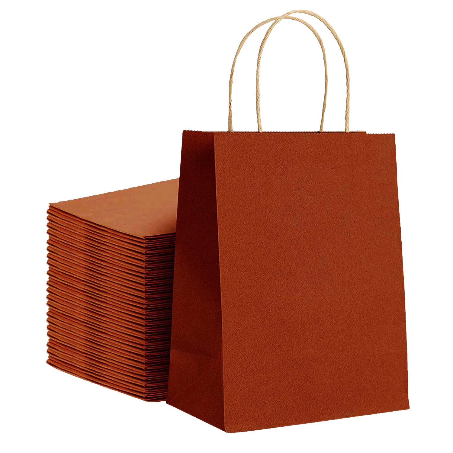 Eco-Friendly Kraft Paper Bags with Twisted Handles - 13x7x17 Inches Bulk Pack (100 Count) - Multi-Use Wine Red Solid Print Gift Bags for Retail, Parties, Weddings & Corporate Events