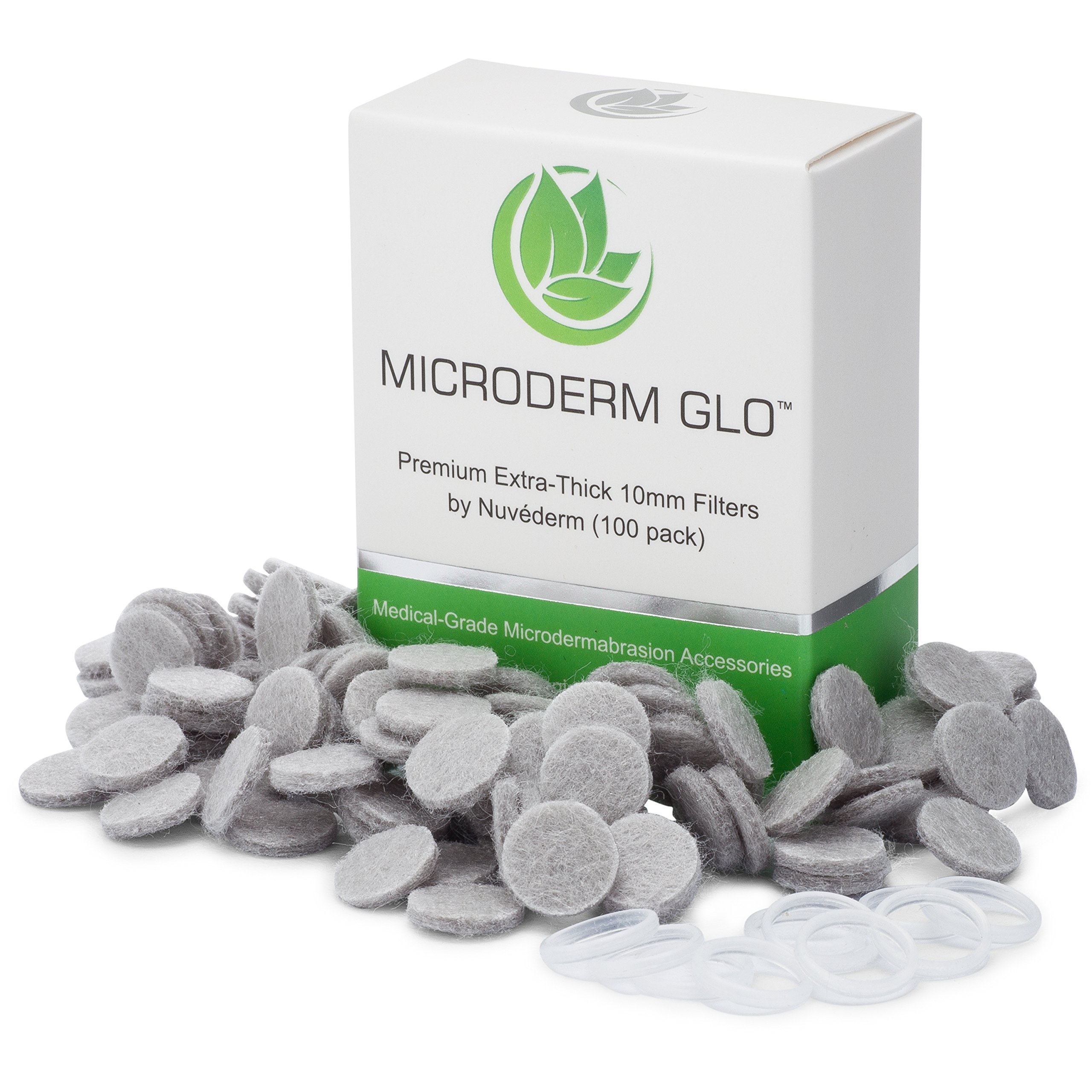 Nuvéderm Microderm GLO Premium 10mm Extra-Thick Microdermabrasion Filters (100 Pack) - Medical Grade Exfoliating Pads with Patented Safe3D Technology for All Skin Types - Perfect for At-Home Spa Treatments & Professional Skin Care Routines