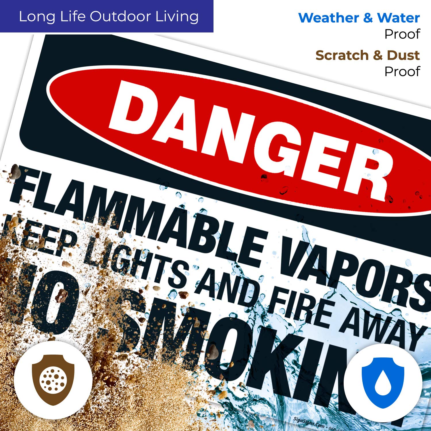 OSHA Approved Flammable Vapors Danger Sign - 10x14 Inch Rust-Free Aluminum No Smoking Sign for Indoor/Outdoor Use - Fade Resistant Safety Warning Sign for Gas Stations, Warehouses & Chemical Plants - Made in USA