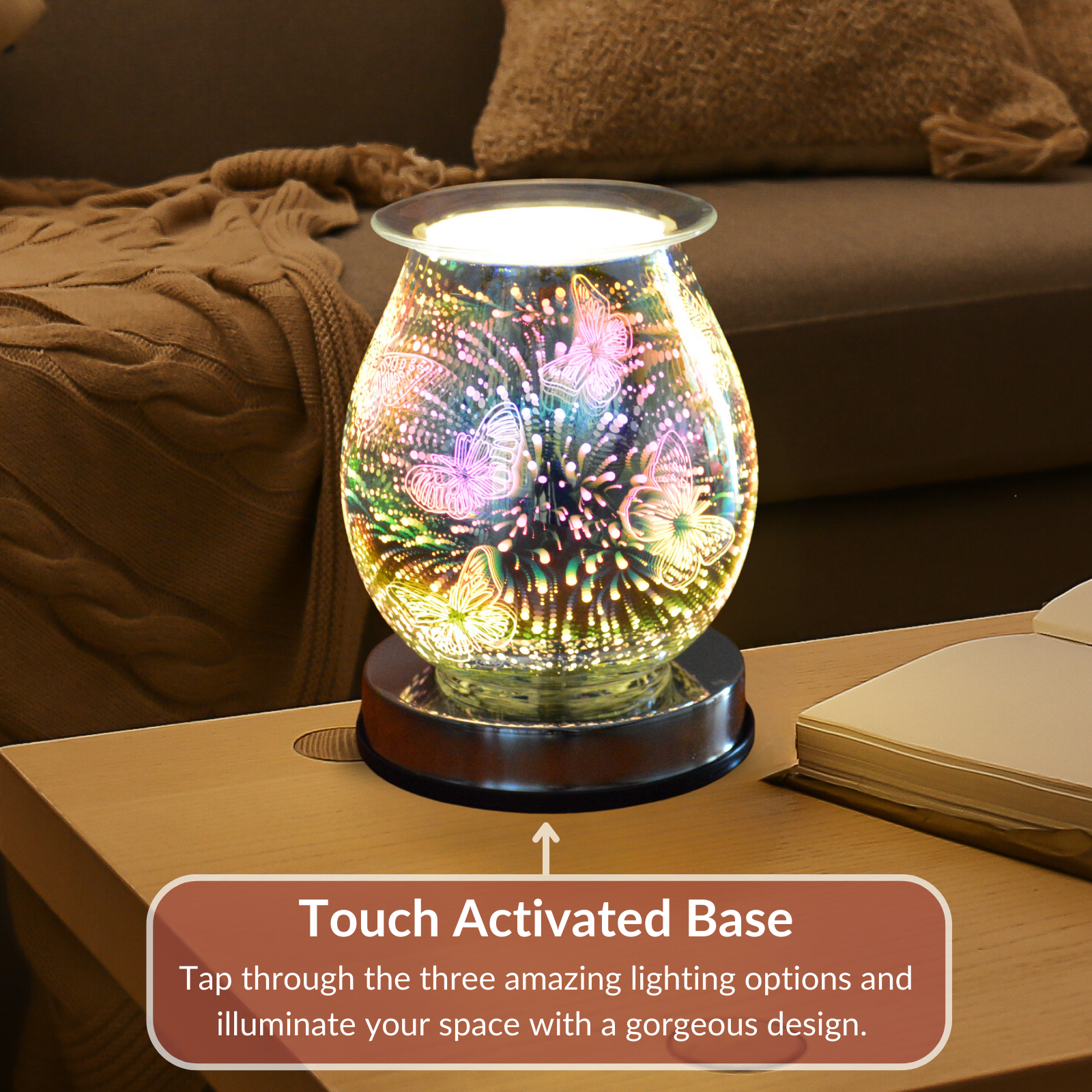 3D Touch Electric Wax Warmer with Butterfly Design - Premium Cello Wax Melter for Home Aromatherapy & Relaxation | Perfect for Bedroom, Bathroom, and Office Use