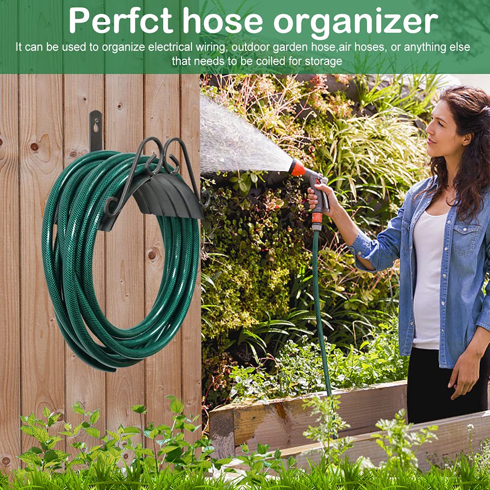 Heavy Duty Wall Mount Garden Hose Holder - Outdoor Metal Water Hose Hanger for 145ft 5/8'' Hose Storage - Perfect for Garage, Yard, and Garden Organization
