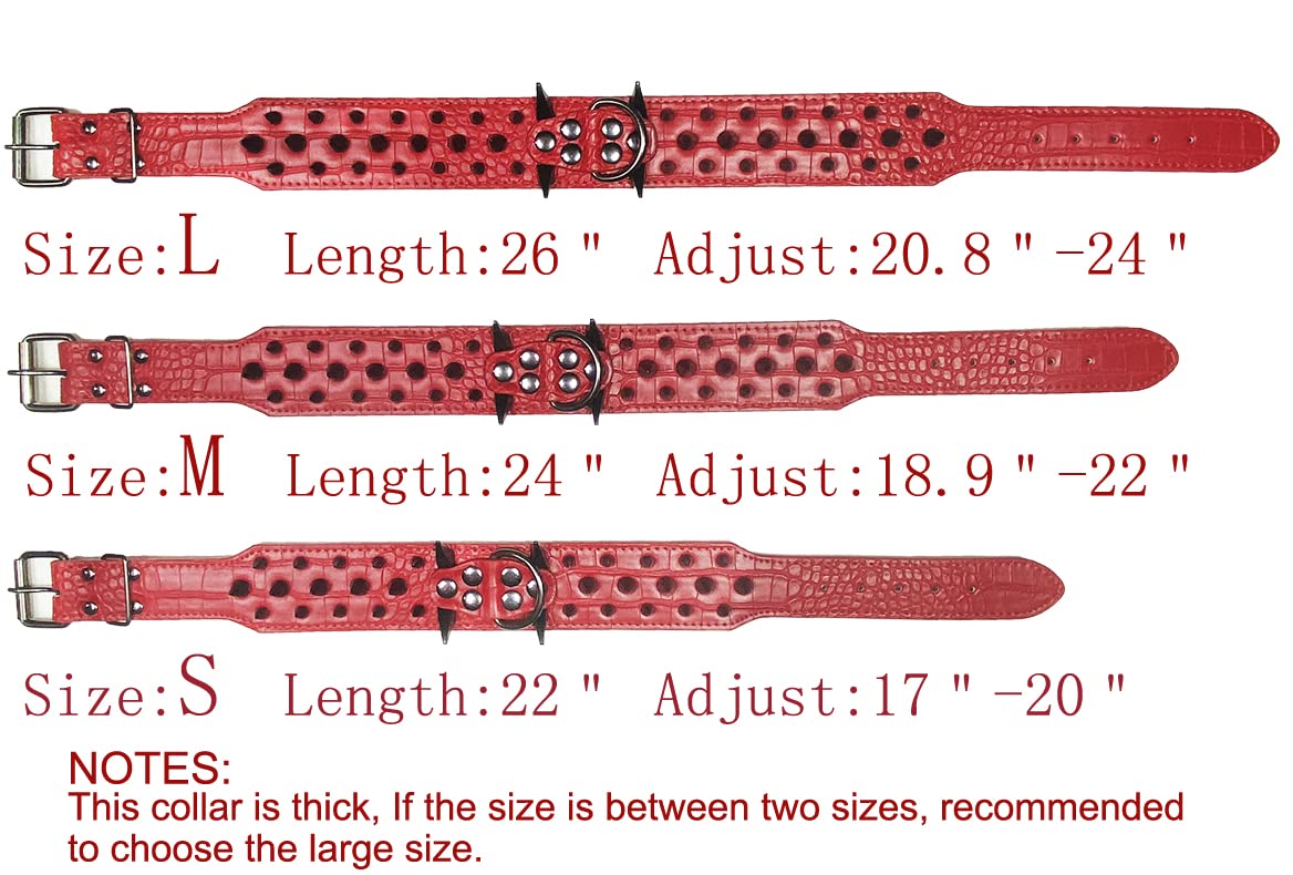 2 Inch Wide Spiked Dog Collar with Large Sharp Spikes - Anti-Bite Leather Collar for Pitbull, Doberman & Medium/Large Dogs (Small, Red) | Perfect for Protection, Training & Aggressive Dog Breeds