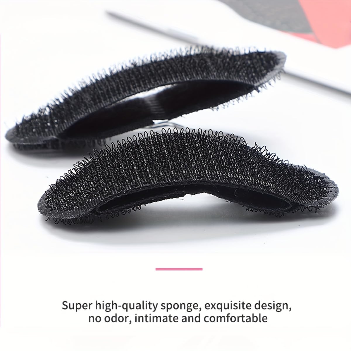 CHANDERKASH Black Sponge Bump Up Hair Clip - Volumizing Bun Clips for Women (2-Pack) | Hair Accessories for Updos, Ponytails & Everyday Hairstyles
