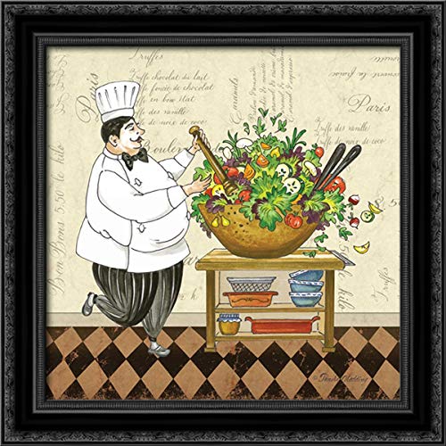 Gladding, Pamela 20x20 Black Ornate Framed Canvas Art Print - 'Chef Salad' Wall Decor for Kitchen, Dining Room & Restaurant | High-Quality Gallery Wrapped Canvas