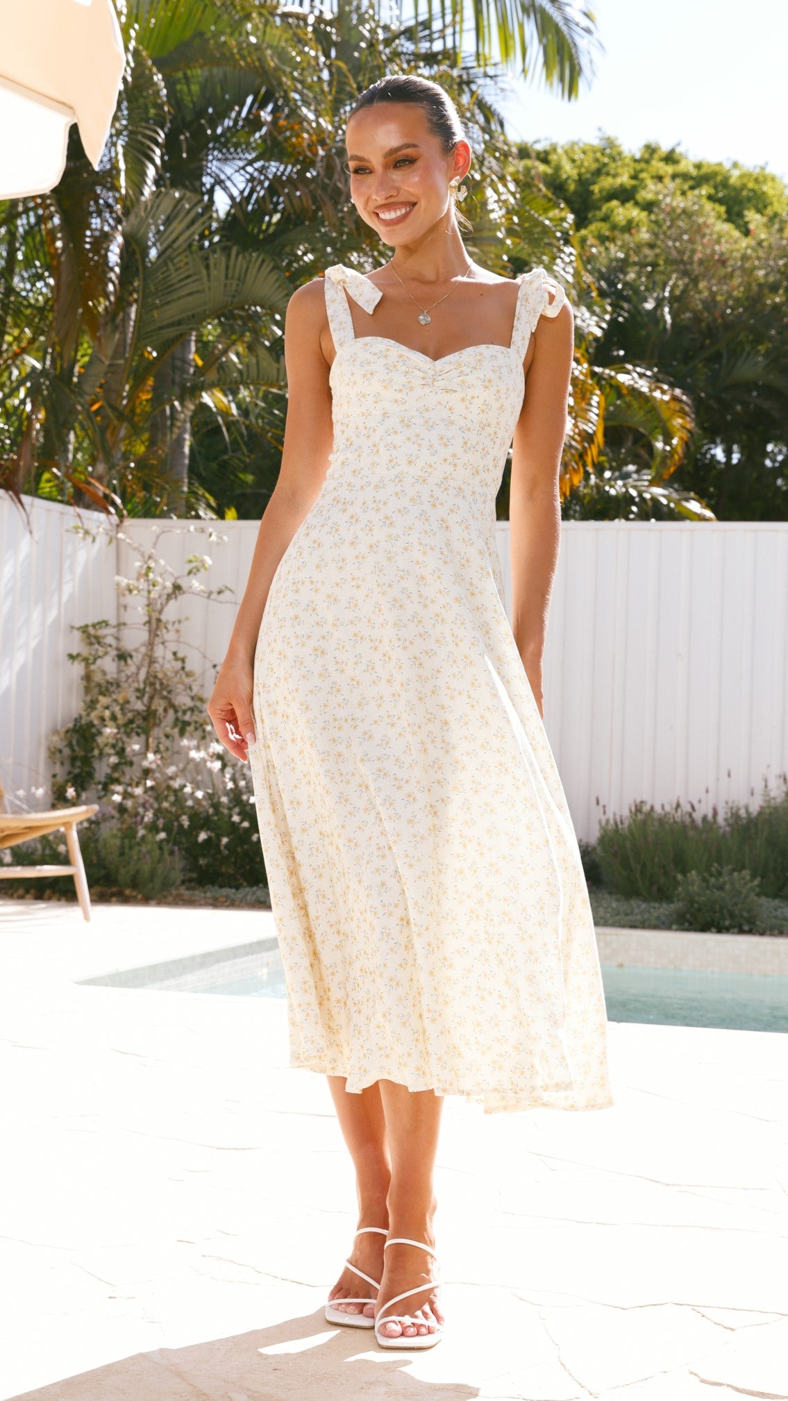 Blakely Midi Dress - Lemon Floral Print Summer Dress for Women | Casual & Party Wear | Perfect for Beach, Brunch & Date Nights