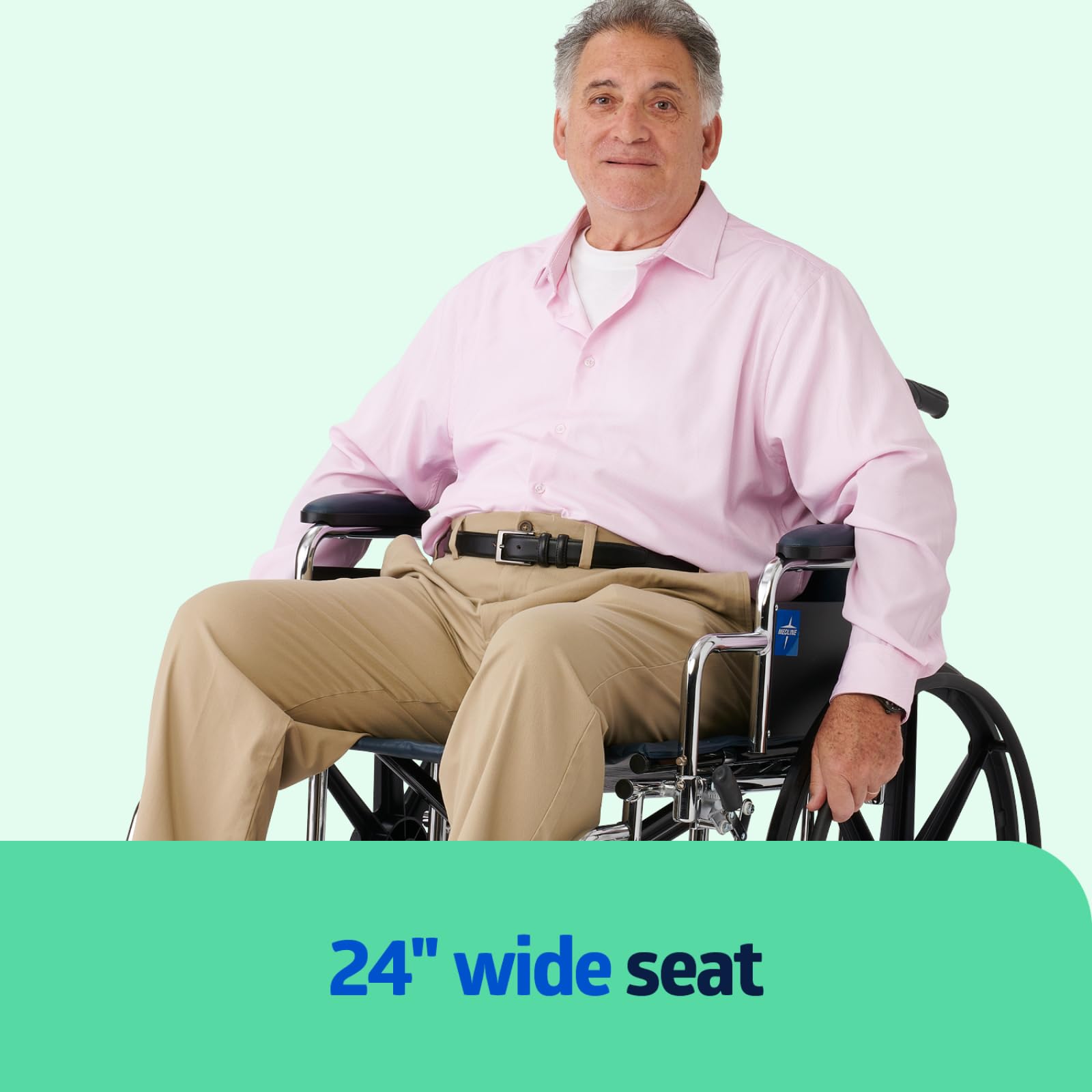 Medline Excel Extra-Wide Bariatric Wheelchair for Heavy Duty Adults & Seniors - 24