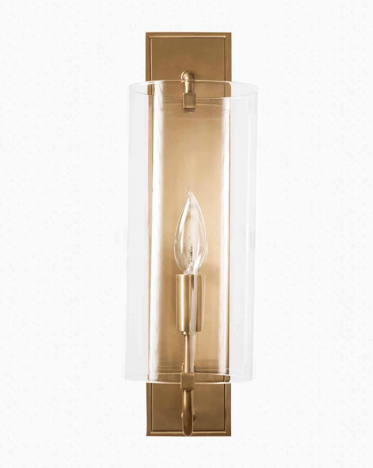 Rhys Sconce Wall Light - Modern Brass Wall Sconce with Clear Glass Shade for Bedroom, Living Room & Hallway Lighting