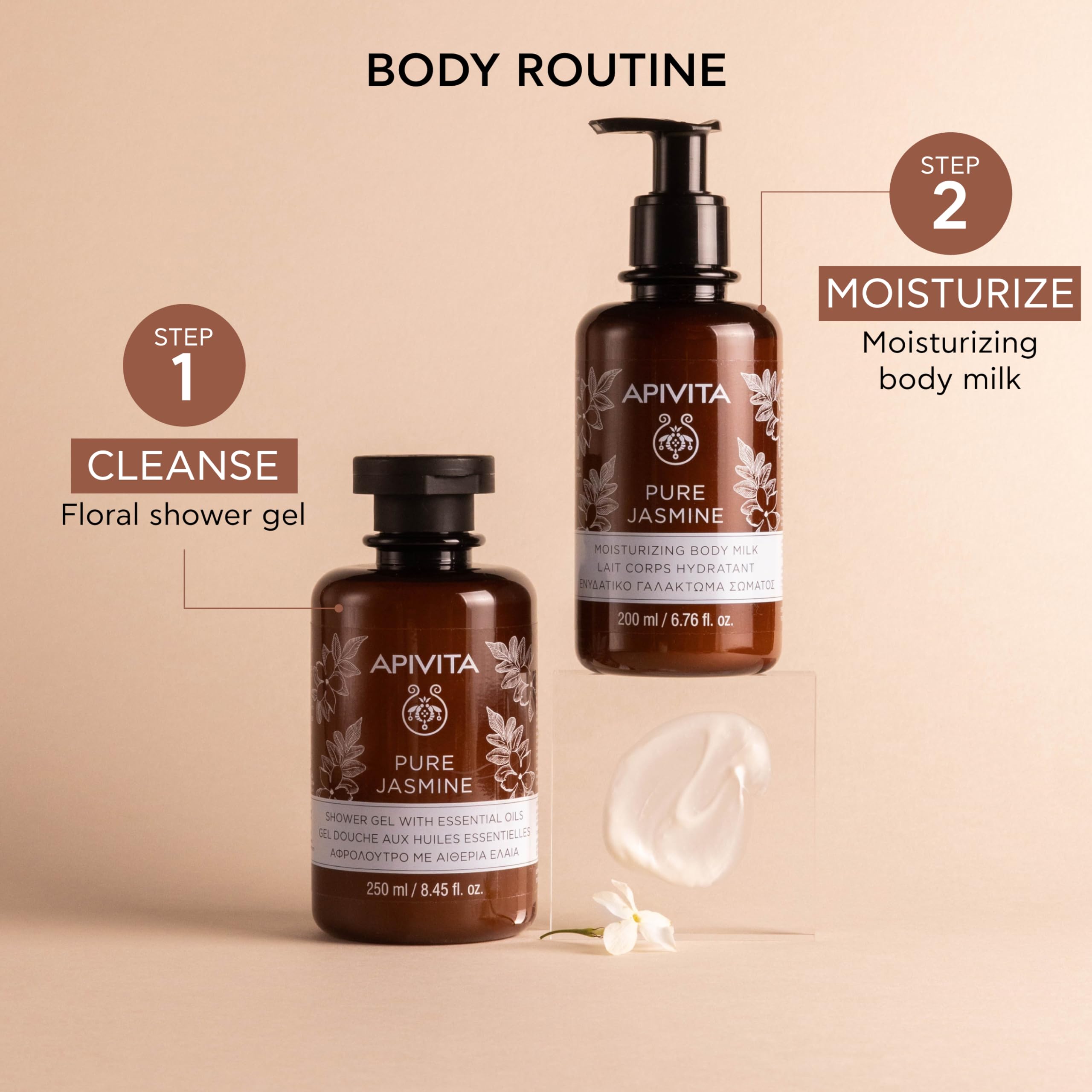 Apivita Pure Jasmine Moisturizing Body Milk 200ml - Hydrating Body Lotion with Jasmine, Essential Oils & Honey - Soothes & Nourishes Dry Skin - Perfect for Daily Use & After Shower Moisturizing
