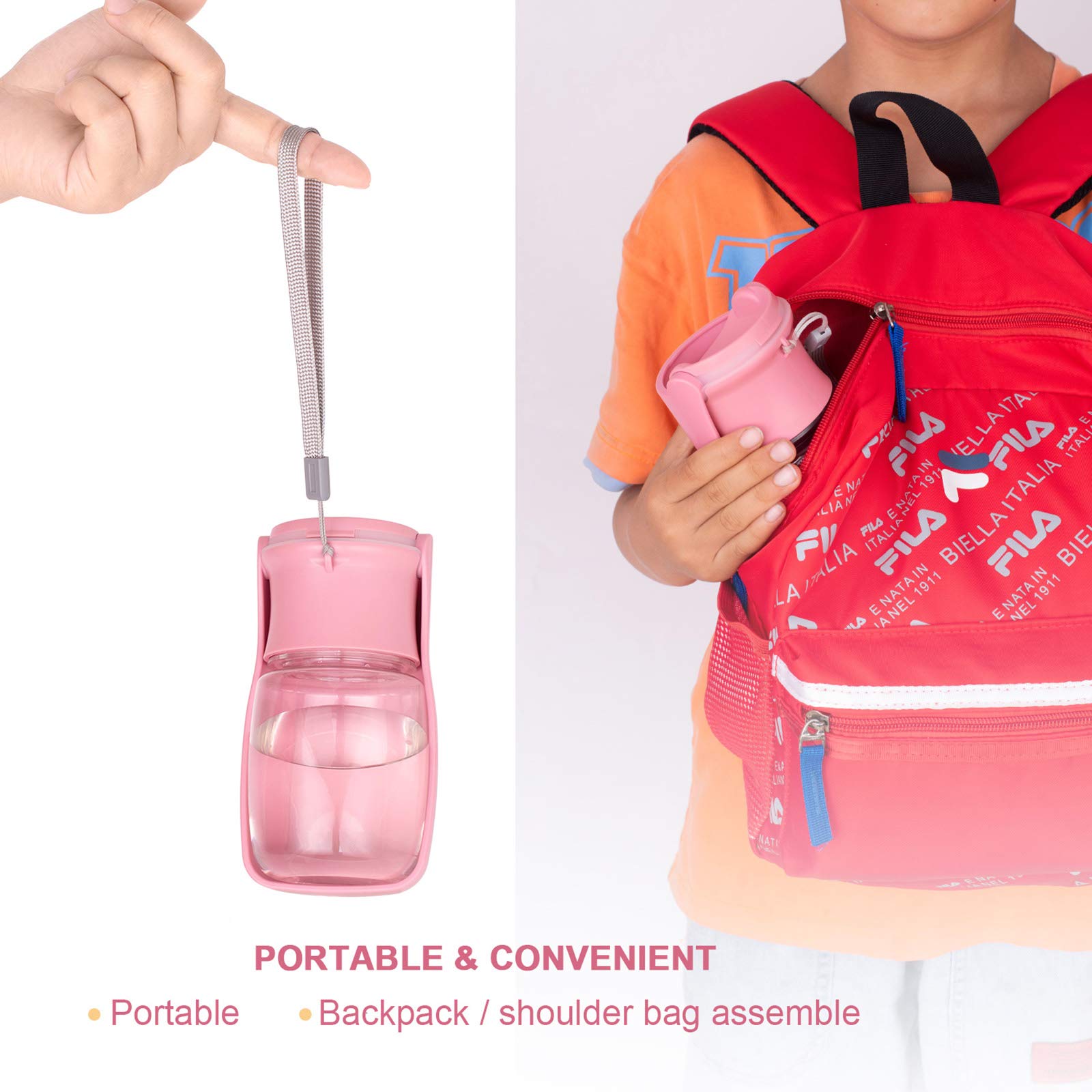 Foldable Dog Water Bottle - Portable Pet Water Dispenser for Dogs & Cats | Leak Proof, BPA-Free, Food Grade Plastic | Ideal for Outdoor Walking, Hiking, Travel, Camping & Daily Use (Pink)