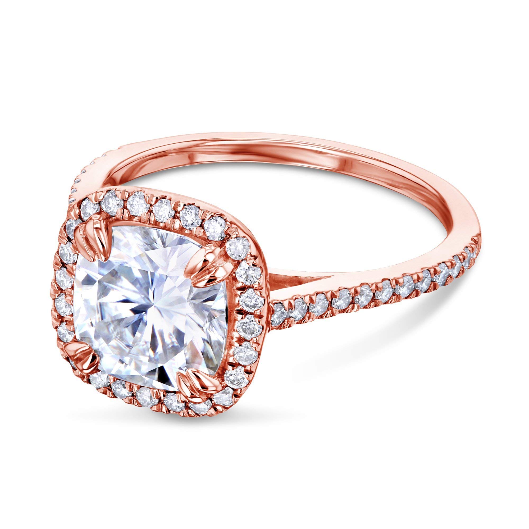 Kobelli 2 Carat Cushion Cut Moissanite & Lab Diamond Halo Engagement Ring - Perfect for Proposals, Weddings & Anniversary Gifts