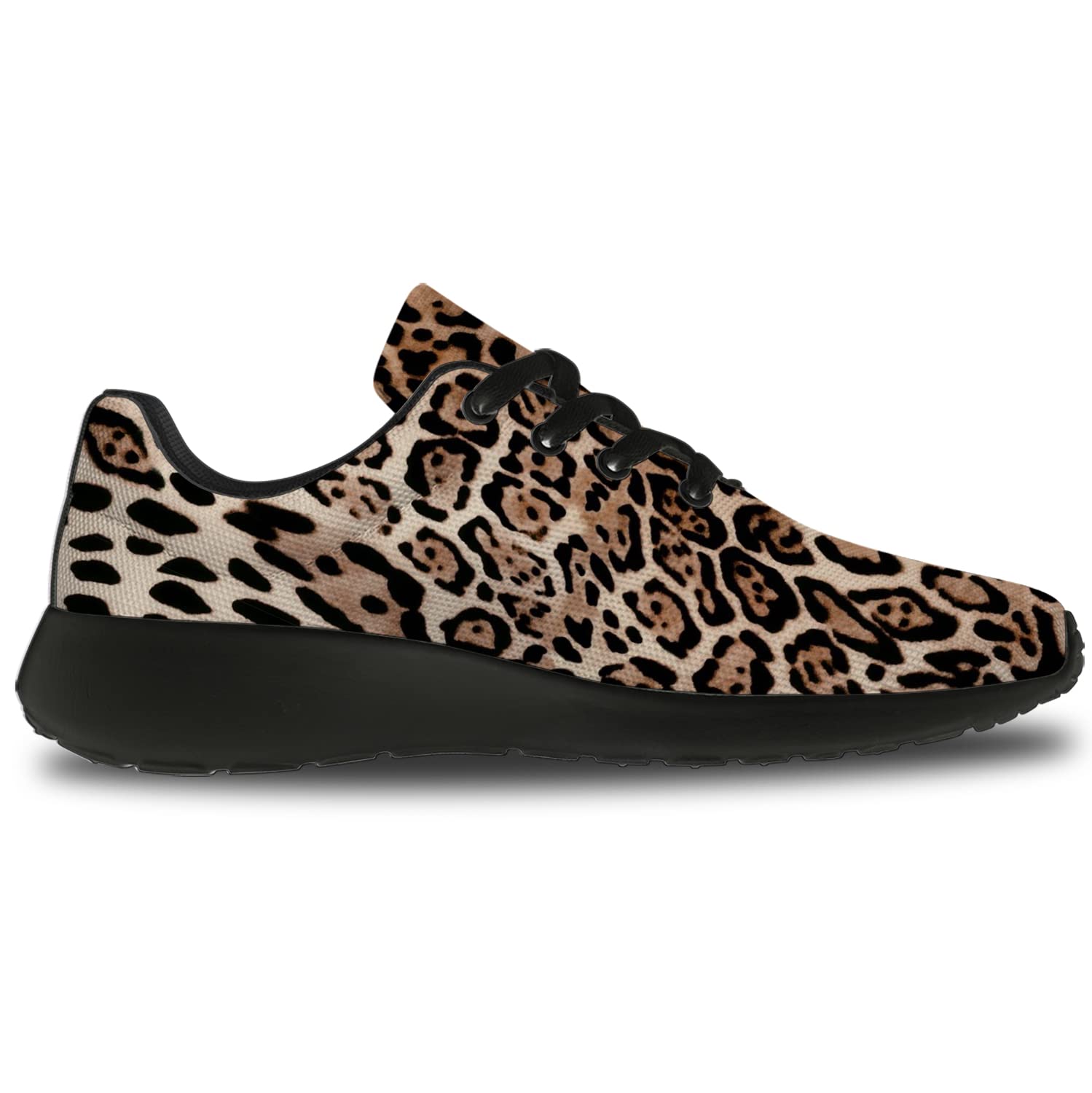Leopard Print Running Shoes for Men & Women - Cheetah Animal Print Tennis Sneakers for Walking, Jogging, Gym Workouts - Size 10 Men/11.5 Women Black - Perfect Gift for Boys & Girls