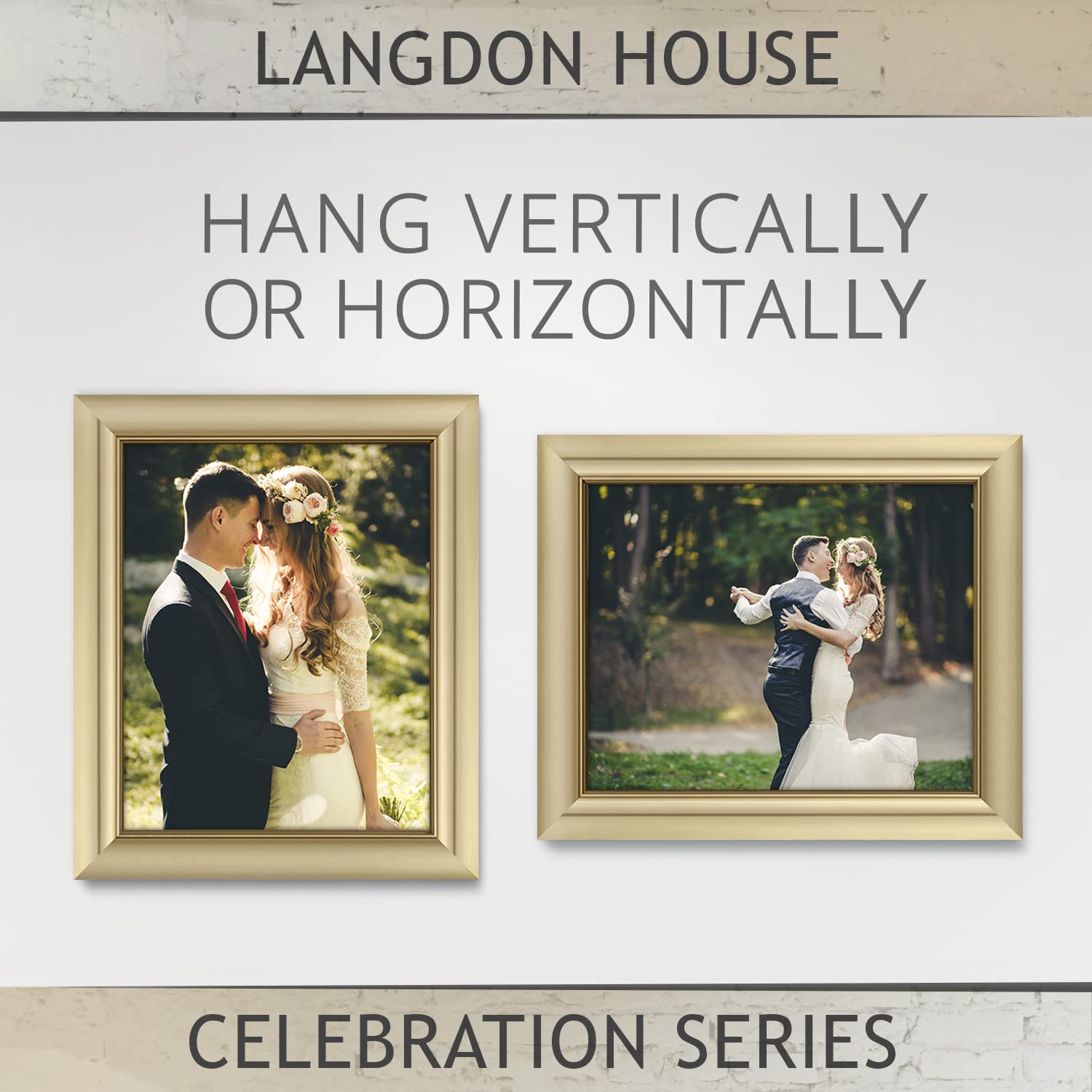 Gold 8x10 Picture Frames 3 Pack - Wall or Tabletop Photo Frames for Home Decor & Gifts