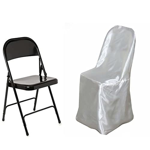 50-Pack White Satin Folding Chair Covers - Elegant Wedding, Party & Reception Decorations - Perfect for Banquets, Ceremonies & Dining Events