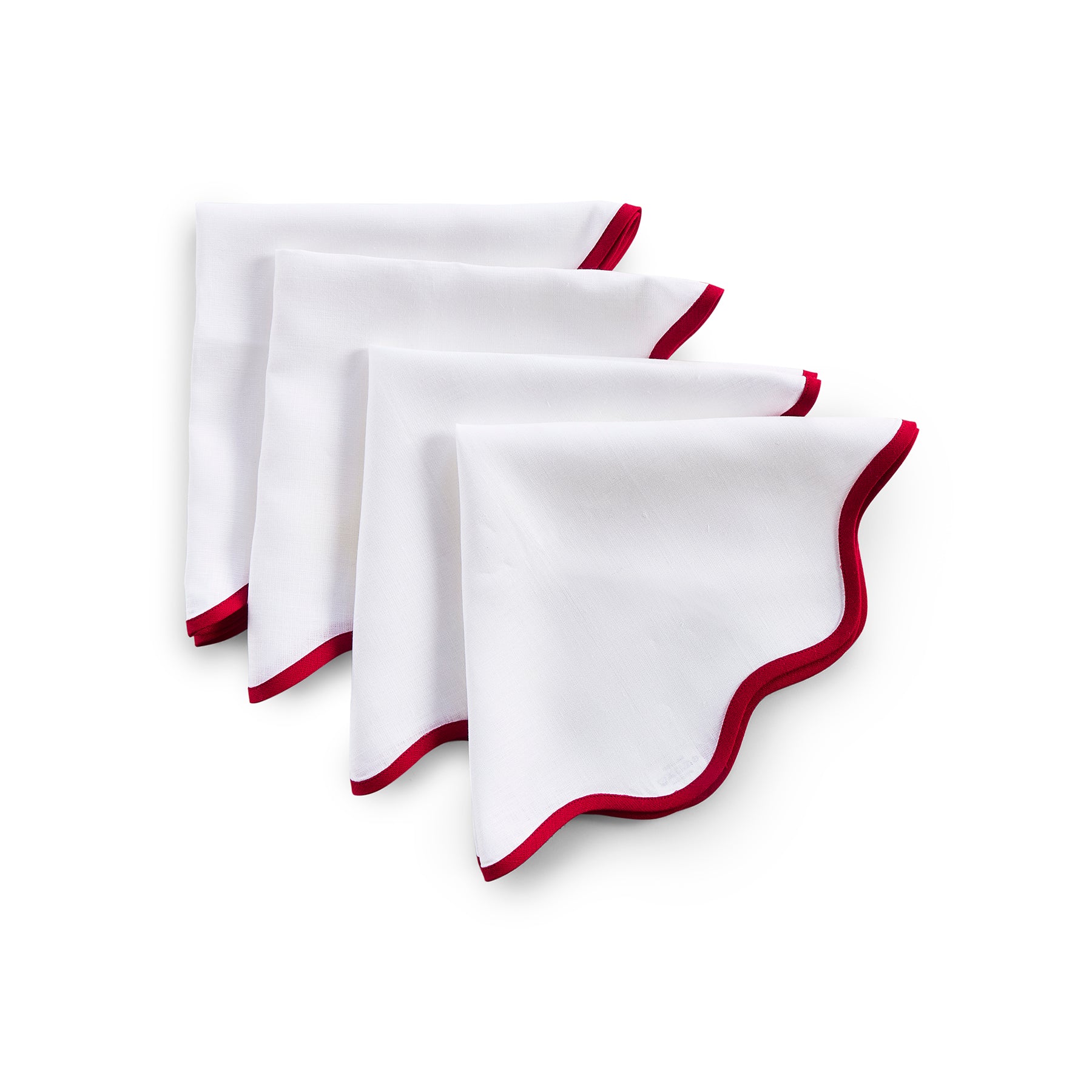 Giselle Scallop Edge Napkins - Set of 4 Premium Linen Dinner Napkins for Wedding, Party & Holiday Table Decor
