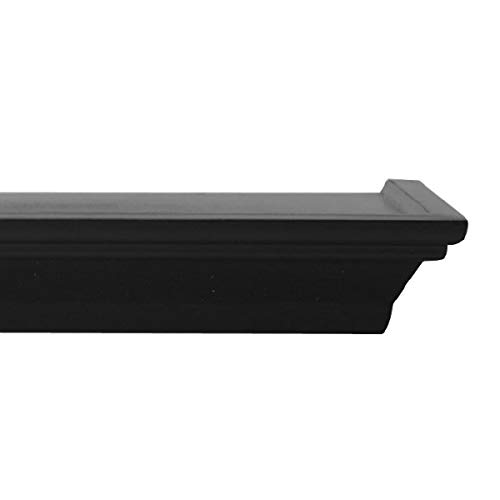 Melannco Floating Wall Shelves Set of 4 - Modern Black Wall Shelves for Bedroom, Living Room, Bathroom, Kitchen & Nursery - Space Saving Storage Solution for Home Decor, Books & Display Items