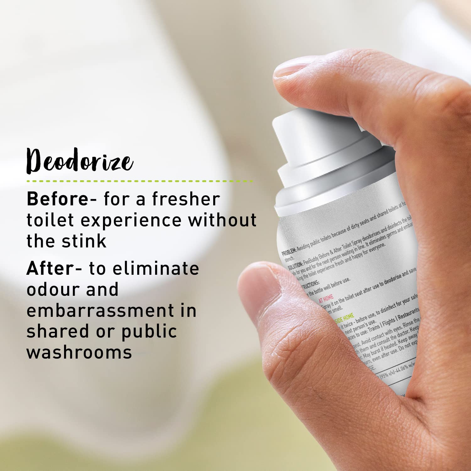 PEE BUDDY Toilet Seat Sanitizer Spray - 70ml Citrus Scent | Kills 99.9% Germs & Prevents UTI | Portable Bathroom Disinfectant & Deodorizer | Travel, Gym & Public Restroom Essential | Safe for Kids & Adults