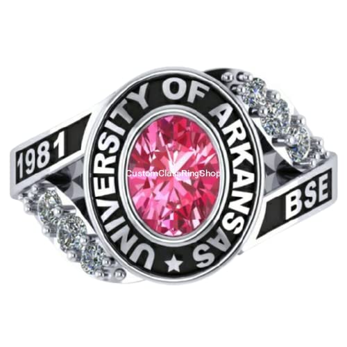925 Sterling Silver Custom School Class Ring for Women - Personalized Graduation Jewelry Gift for Her, Perfect for High School & College Alumni