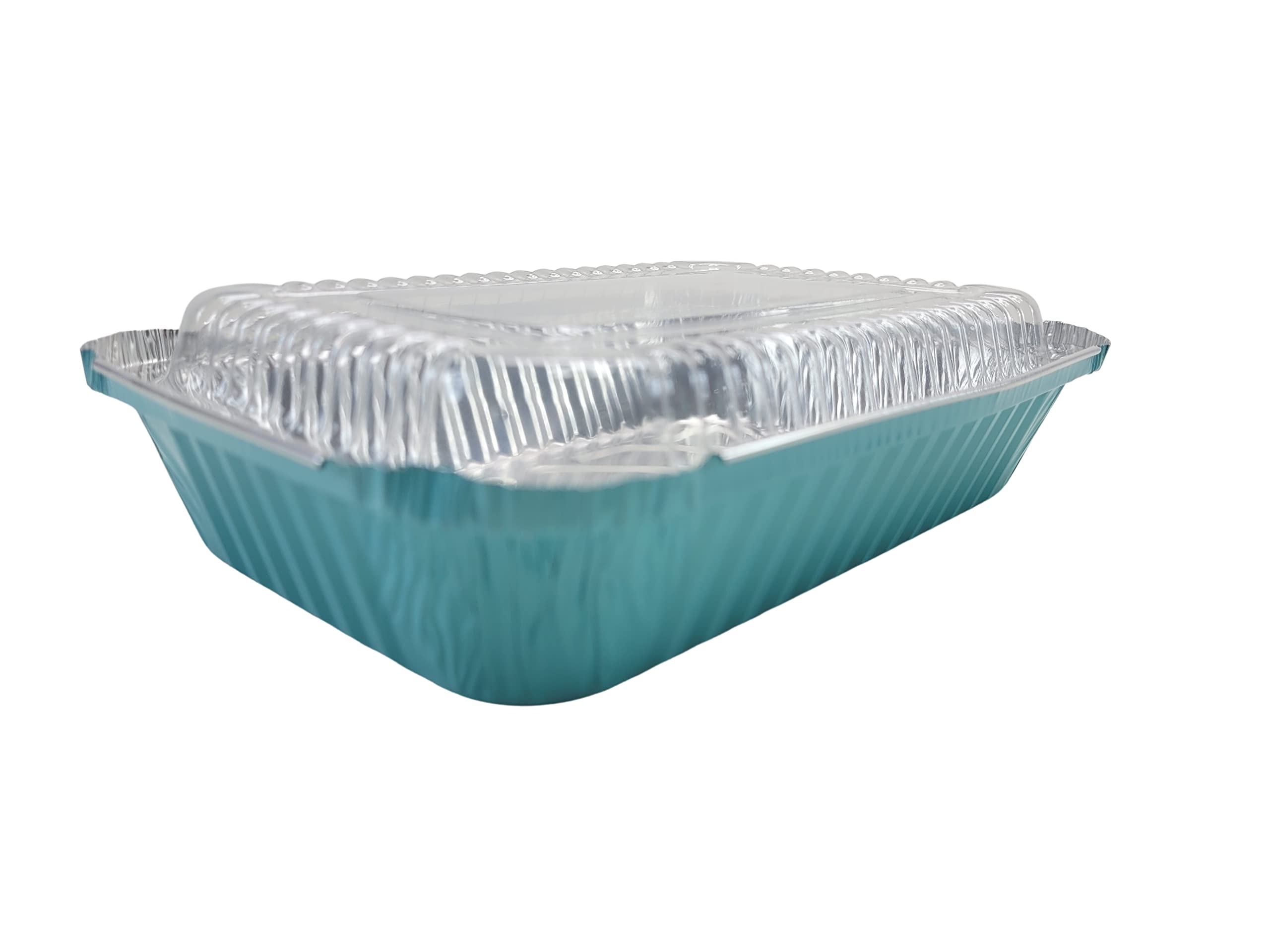 KitchenDance 1.5 LB Aluminum Foil Pans with Plastic Lids - Durable Oblong Shallow Disposable Food Containers for Baking, Cooking, Freezing & Storing - Perfect for Restaurants, Catering, Meal Prep & Home Kitchens