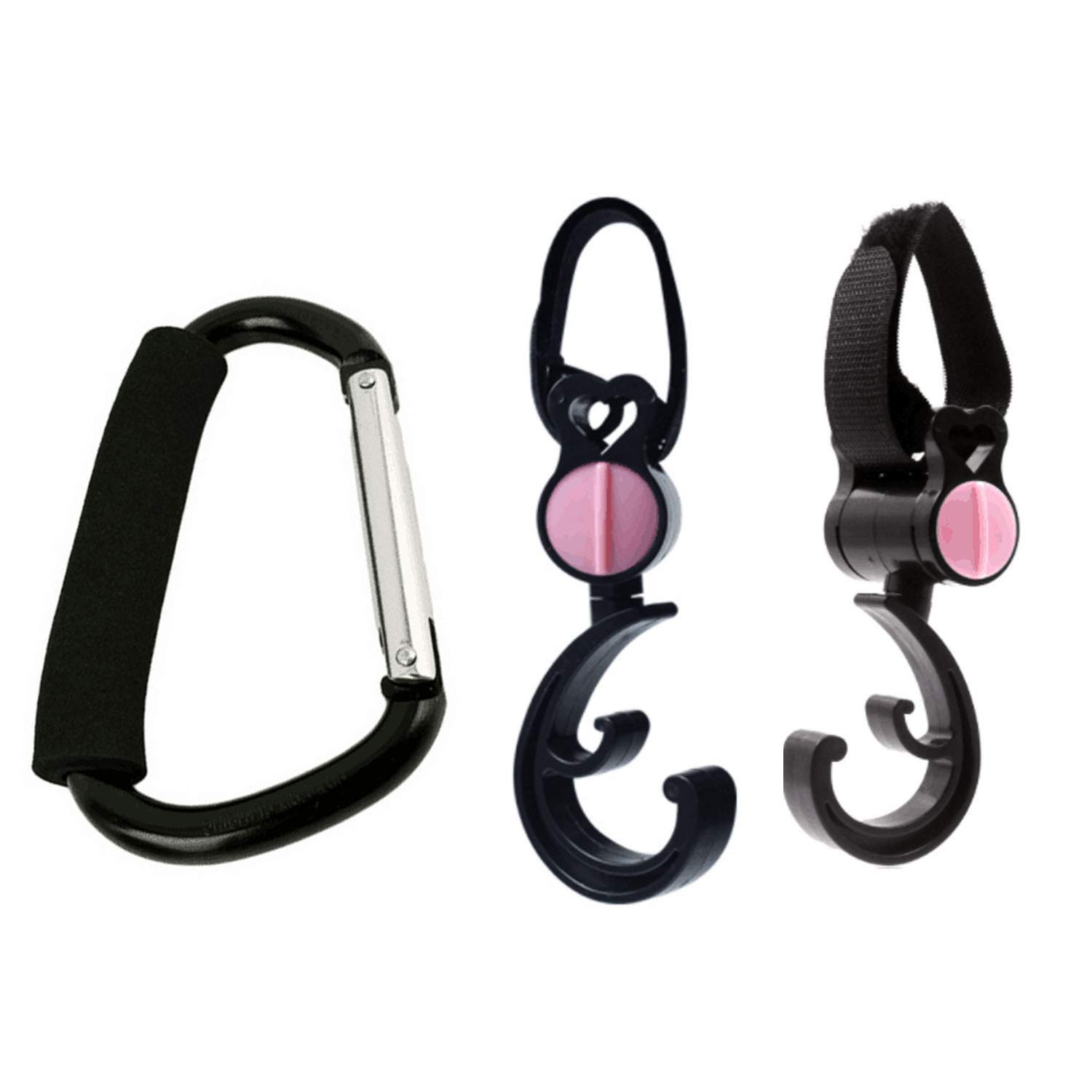 Stroller Hooks - Large Carabiner Clips for Baby Bags & Shopping | Stroller Organizer Accessories