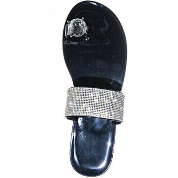 Joselyn Diamond Single Toe Sandals for Women - Elegant Rhinestone Summer Flip Flops - Comfortable Beach Wedding Bridal Party Shoes for Outdoor Vacation & Date Night