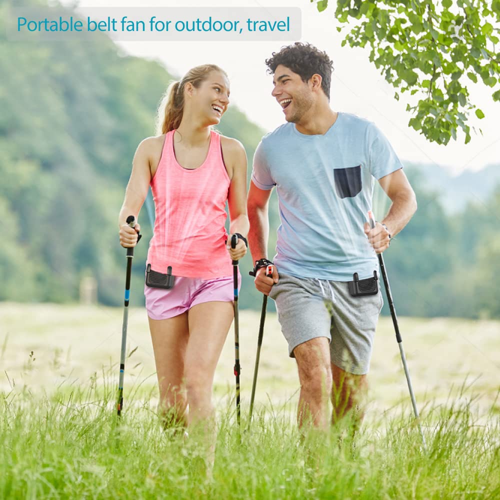 SLENPET Portable Hands-Free Waist Clip Fan with 6000mAh Battery - 23H Runtime, 3 Speed Settings, 5100RPM Strong Airflow - Perfect for Outdoor Work, Farming, Hiking, Camping & Travel - Stay Cool While Gardening, Construction, or Beach Trips