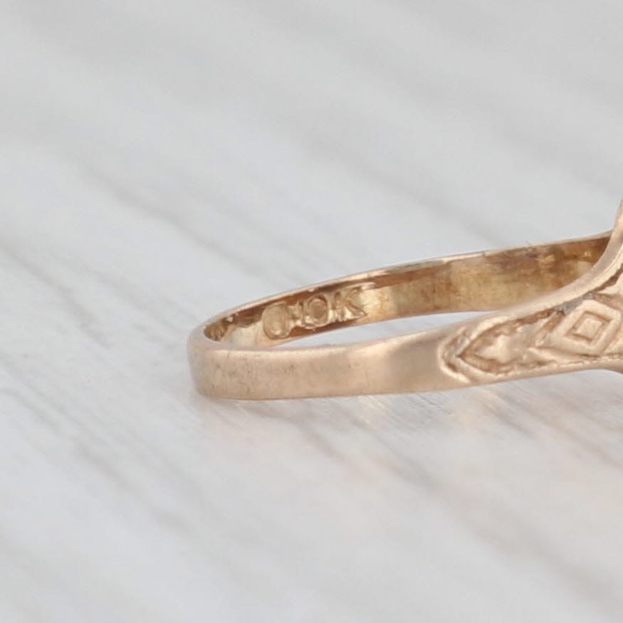 Antique Engraved Initial D Signet Ring - 10k Gold Baby Small Size Keepsake Jewelry - Perfect for Gifts, Engagements & Special Occasions