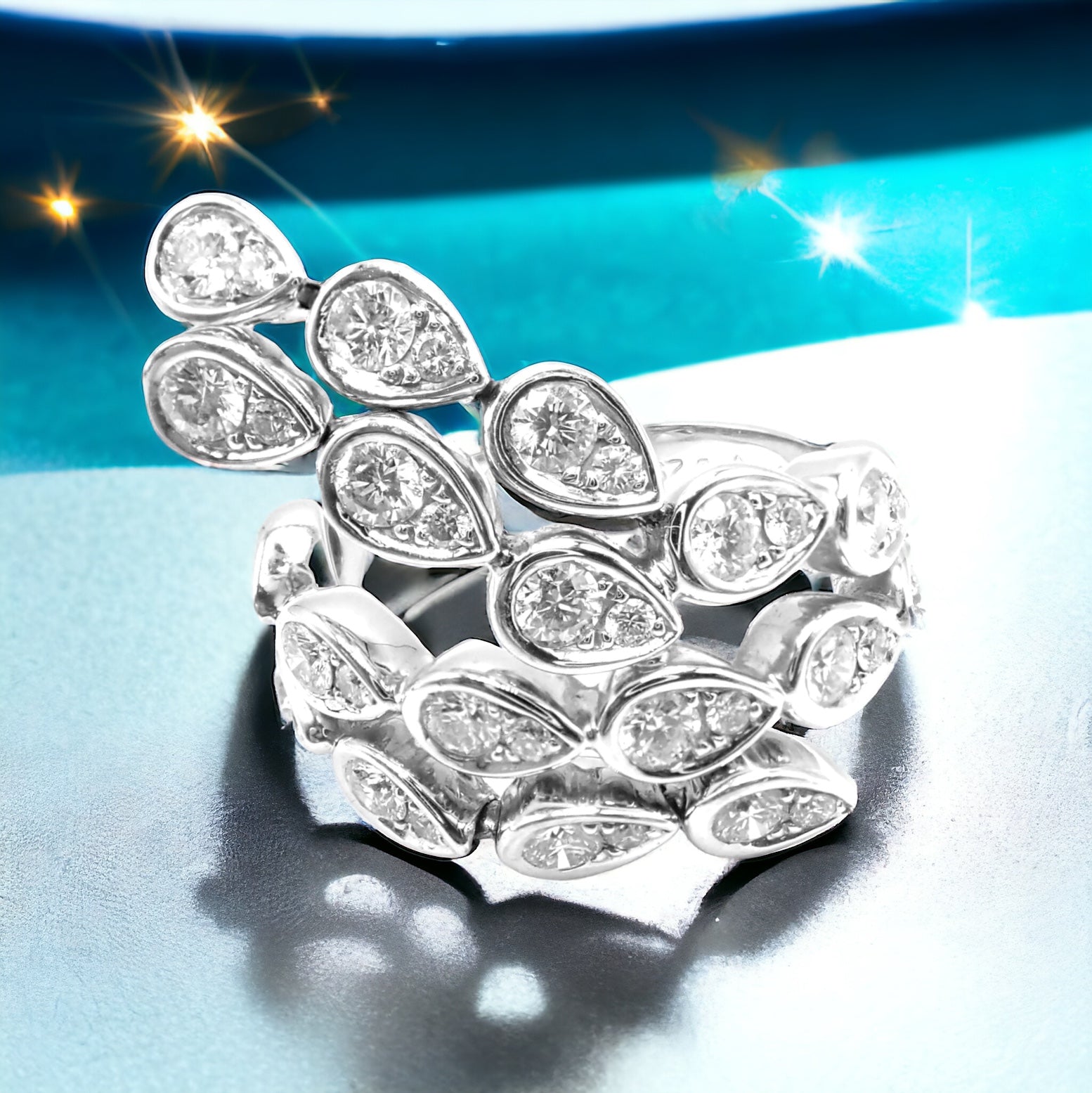 Authentic Piaget Magic Reflection 18k White Gold Diamond Flexible Ring for Women - Luxury Wedding Band, Anniversary Gift & Special Occasion Jewelry
