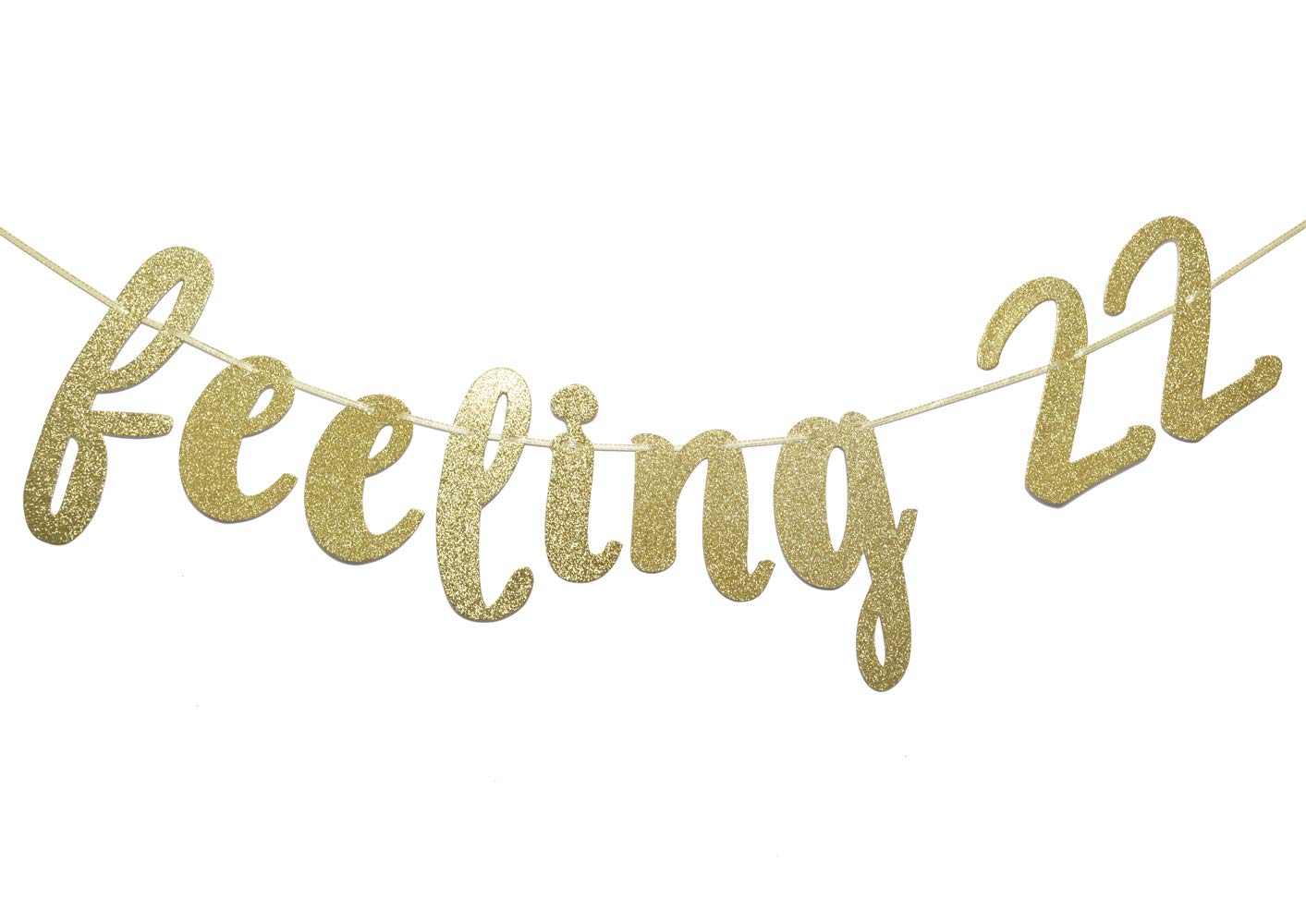 Feeling 22 Glitter Birthday Banner - Gold 22nd Birthday Party Decorations for Women, Girls | Perfect for Birthday Parties, Photo Booths & Wall Decor