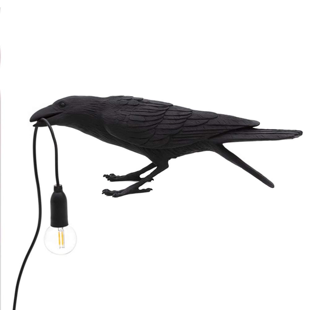 Stylish Arinda Birds Table Lamp - Resin Crow Desk Light for Bedroom, Nightstand, or Wall Sconce - Perfect for Gothic Decor, Home Office, and Cozy Reading Nook Lighting