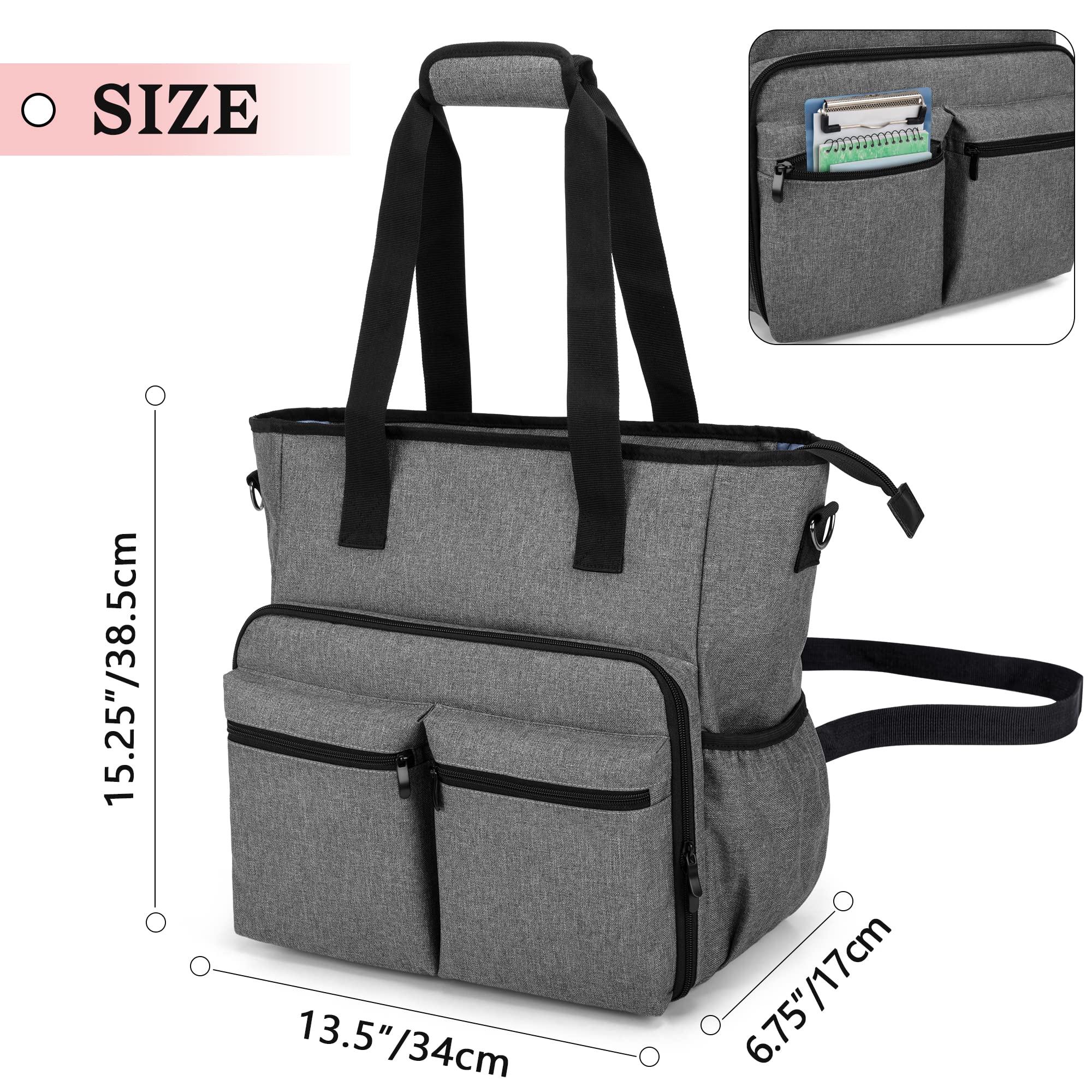 BAFASO Car Front Seat Organizer with Laptop Sleeve & Adjustable Shoulder Strap - Gray Auto Storage Organizer for Office Commute, Road Trips & Travel Accessories