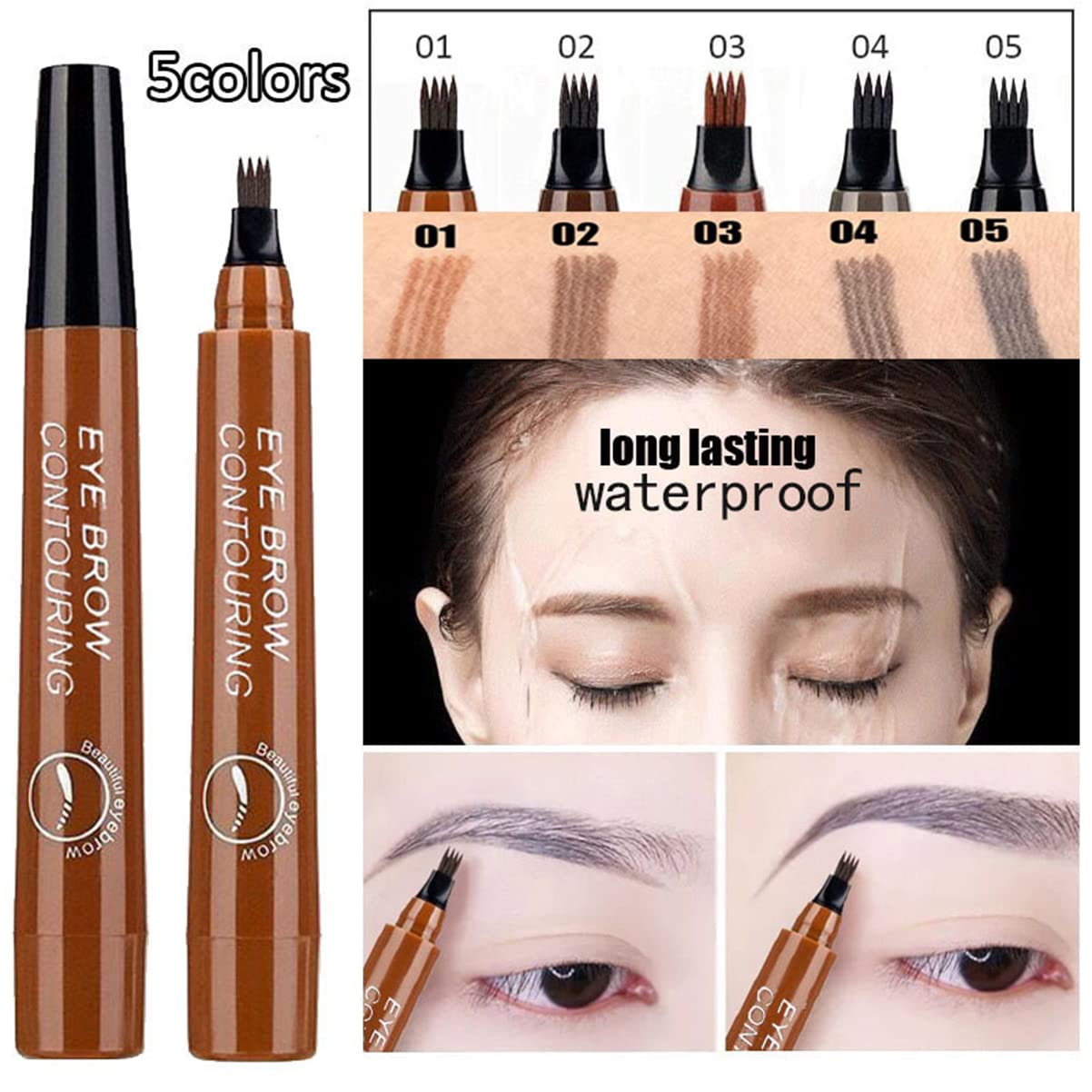 Professional Waterproof Eyebrow Pencil - Long Lasting, Easy to Shape, Natural Beige Color | Perfect for Daily Makeup & Eyebrow Enhancement