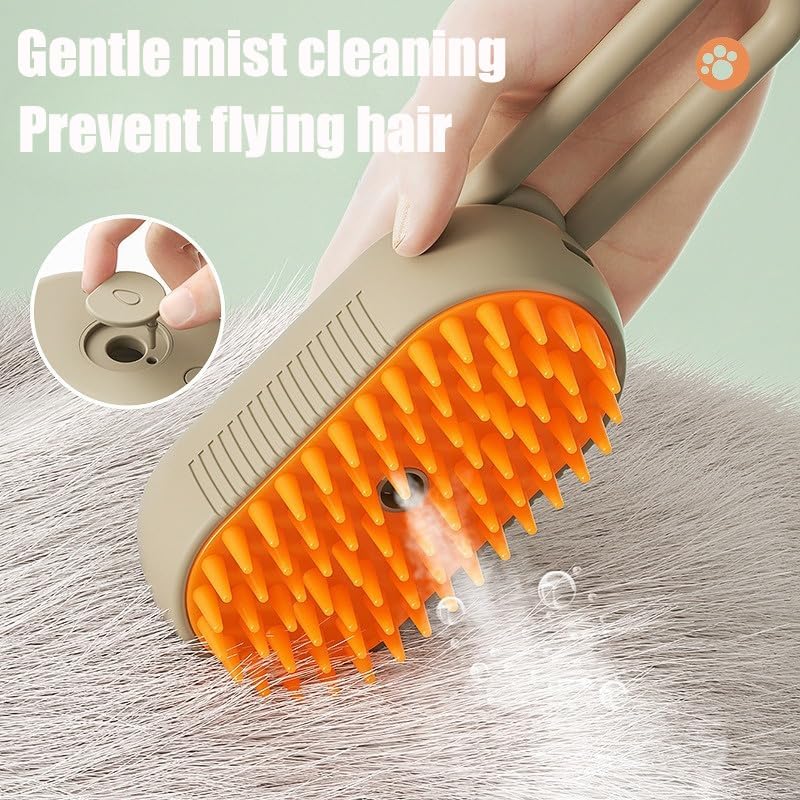 Chevaroo 3-in-1 Self-Cleaning Steam Pet Brush for Dogs & Cats - Silicone Bristle Head with 360° Rotation for Effective Shedding Control & Grooming (Grey, 2-Pack) | Perfect for Home Pet Care & Professional Grooming Sessions