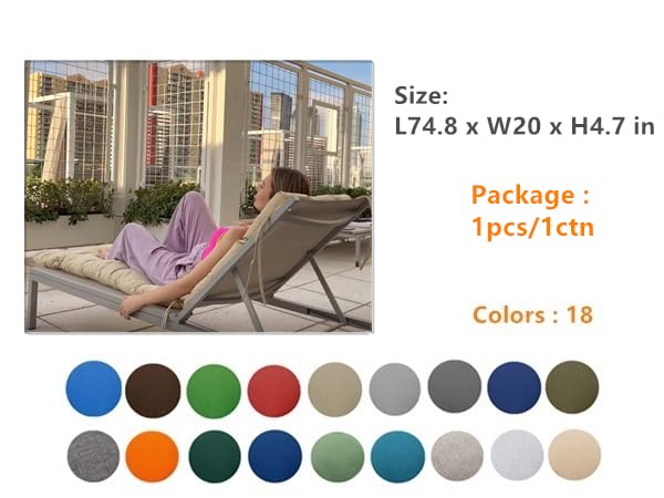 QILLOWAY Indoor Outdoor Chaise Lounge Cushion - Waterproof Replacement Cushion for Patio, Poolside & Garden Furniture - Navy Blue Spring Summer Seasonal Cushion - Perfect for Relaxing by the Pool, Sunbathing or Lounging in Your Backyard