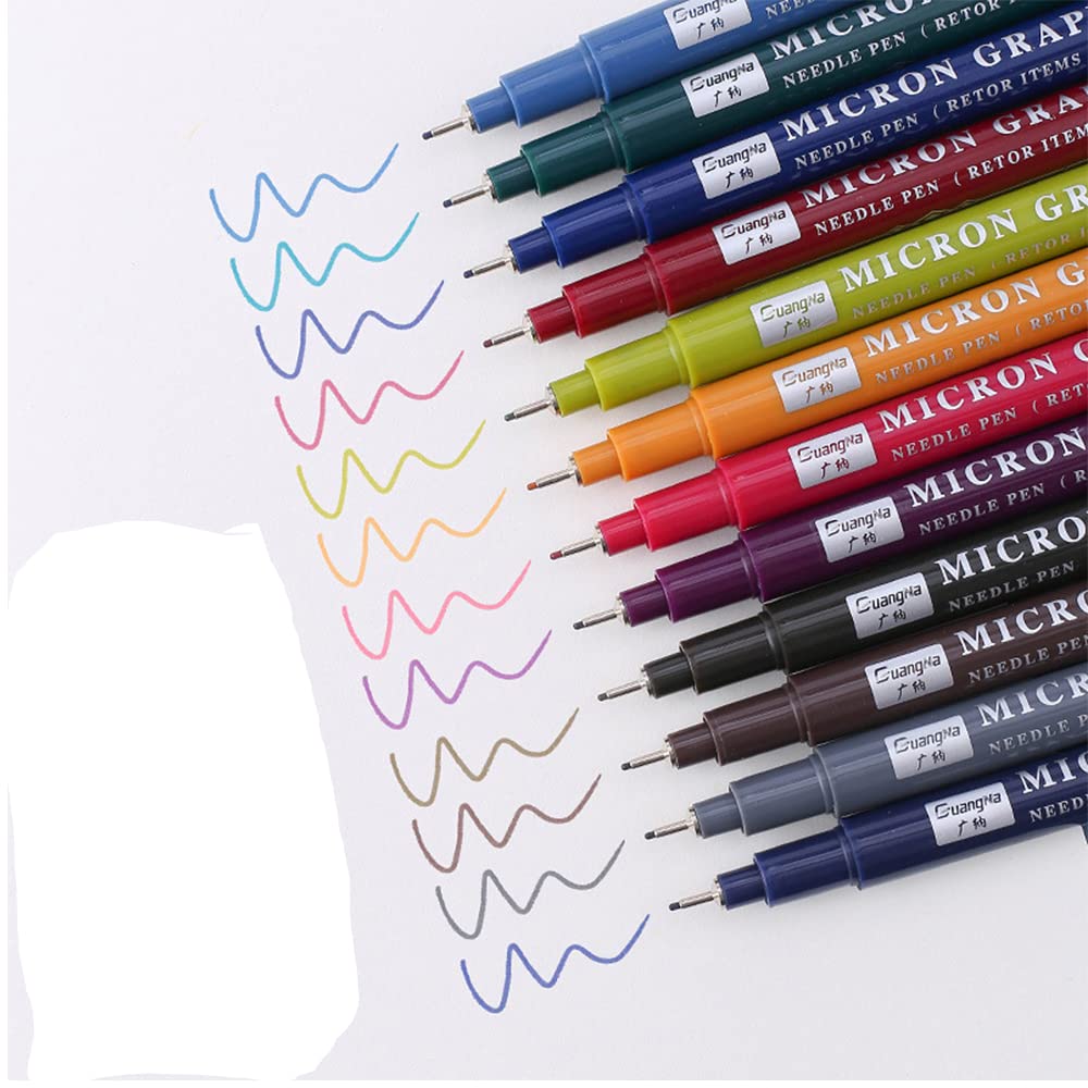 0.5mm Micro-Line Drawing Pens - Fine Tip Felt Pens for Artists, Sketching, Anime & Line Art | Premium Fineliner Inking Pens with Micro-Tip | Perfect for Bullet Journaling, Calligraphy & Detailed Illustrations (Vintage Style)