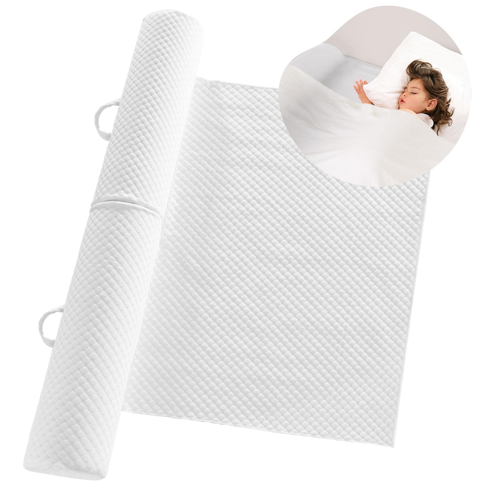 **Foldable Toddler Bed Rail with Non-Slip Washable Cover - Portable Bed Bumper for Kids & Twin Beds - Safe Sleep Solution for Toddlers (1 Pack)**    *(Perfect for Travel, Daycare, or Home Use to Prevent Falls & Ensure Safe Sleep)*