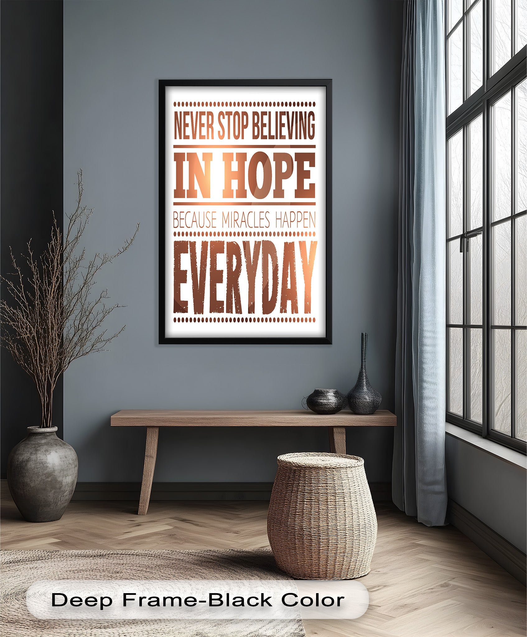 Inspiring 'Believe in Hope' Motivational Oil Painting - Uplifting Wall Art for Home, Office & Meditation Space