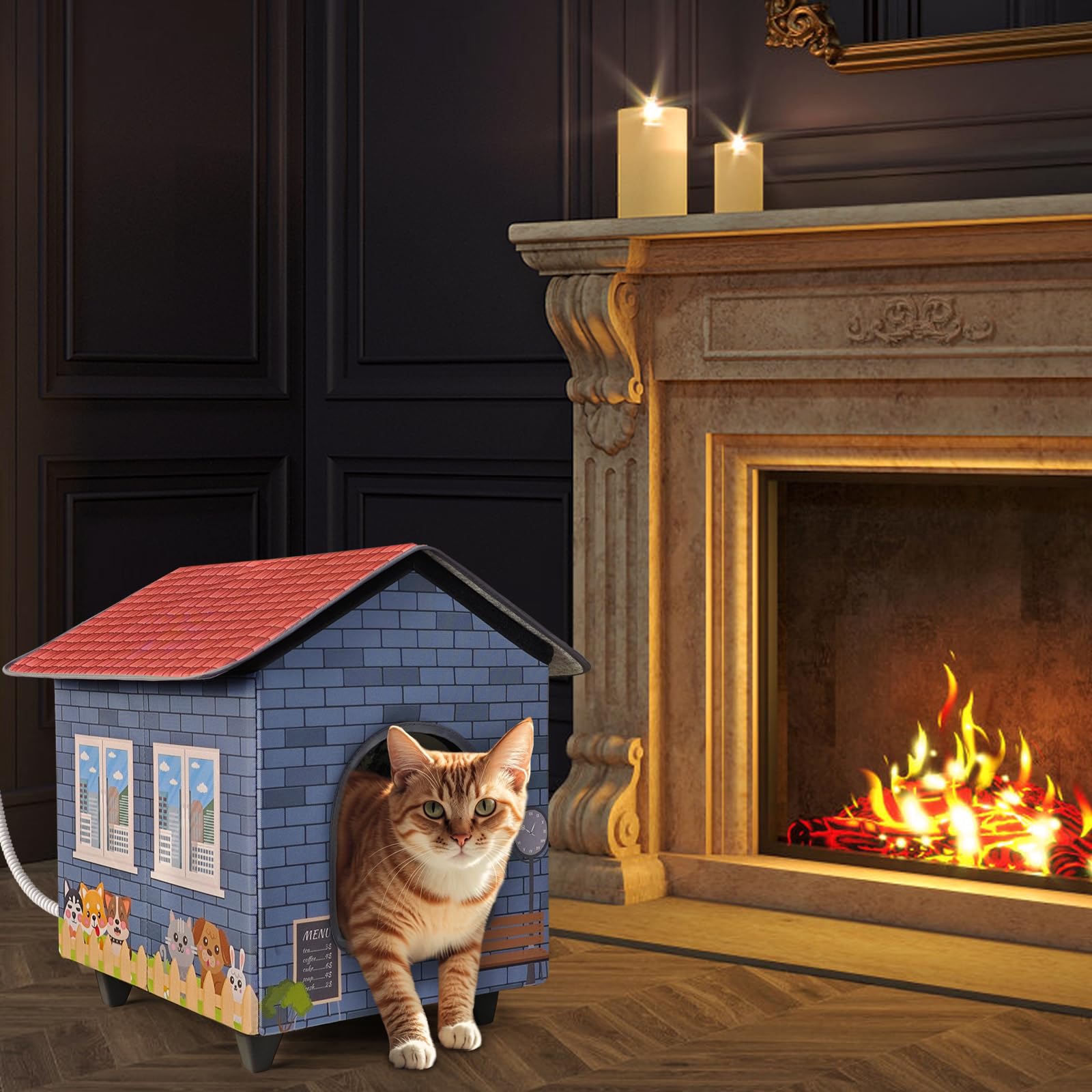 Insulated Heated Cat House for Outdoor Winter Use - Weatherproof & Cozy Shelter for Outdoor Cats in Cold Weather - Perfect for Backyard, Porch, or Garden