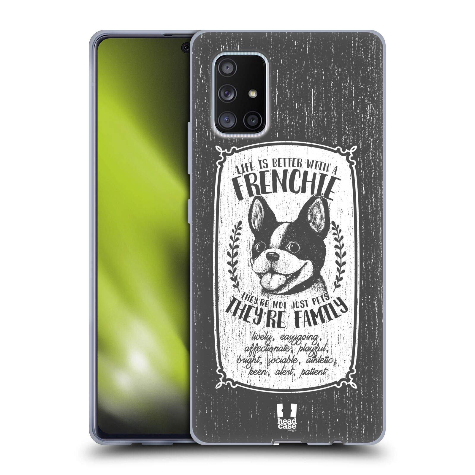 Head Case Designs Frenchie Hand-Drawn Dog Breeds Soft Gel Case for Samsung Galaxy A71 5G (2020) - Protective & Stylish Phone Cover for Pet Lovers