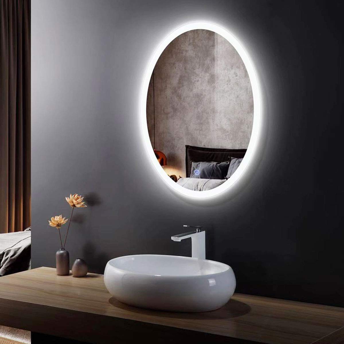 DECORAPORT 20x28 Inch Oval LED Bathroom Mirror - Wall Mounted Vanity Mirror with Adjustable Lighting for Makeup & Grooming - Perfect for Bathrooms, Bedrooms & Dressing Rooms (Model A-CL054-H)