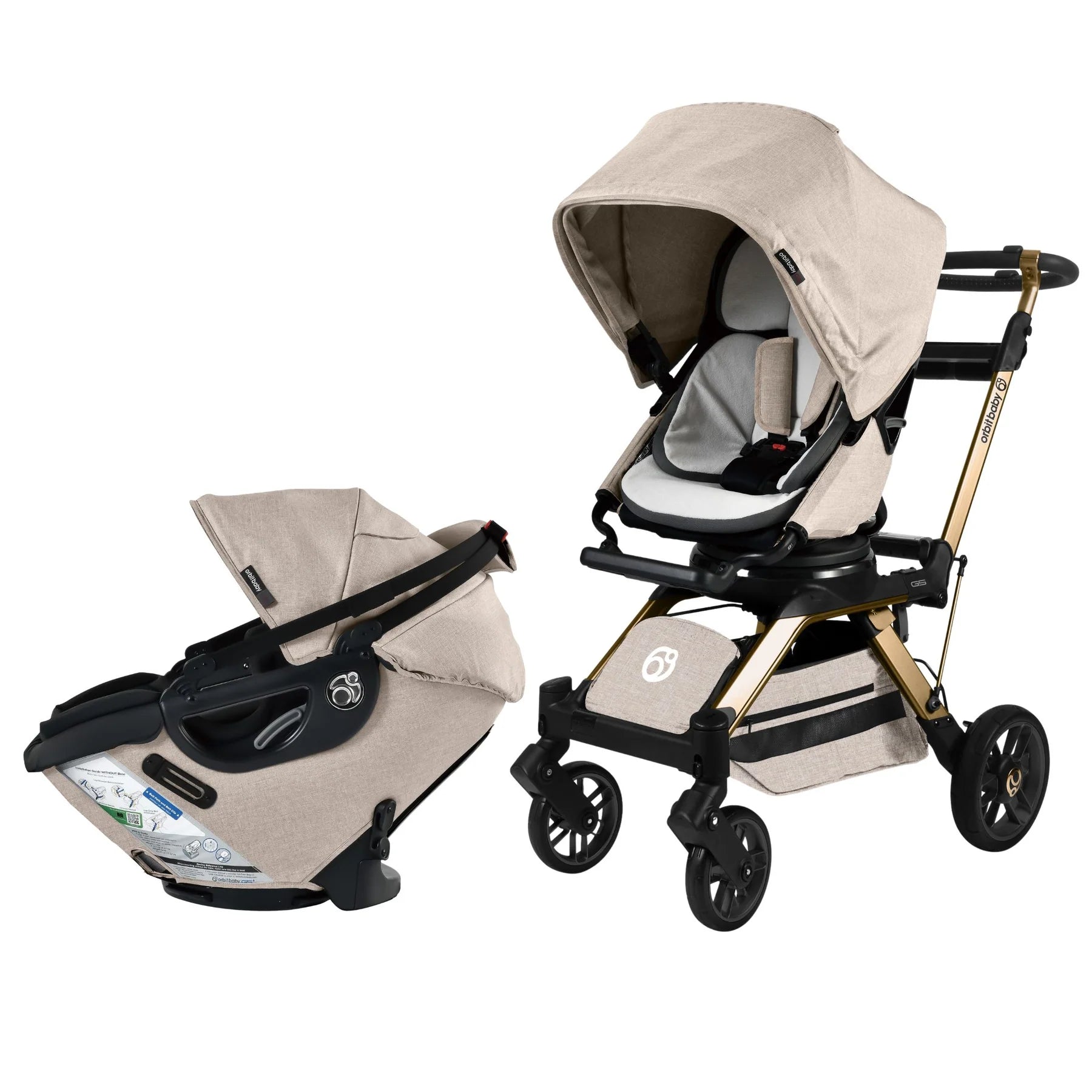 Orbit Baby Stroll & Ride Travel System - Lightweight Stroller & Car Seat Combo for Infants & Toddlers | Perfect for Air Travel, Shopping & Daily Outings
