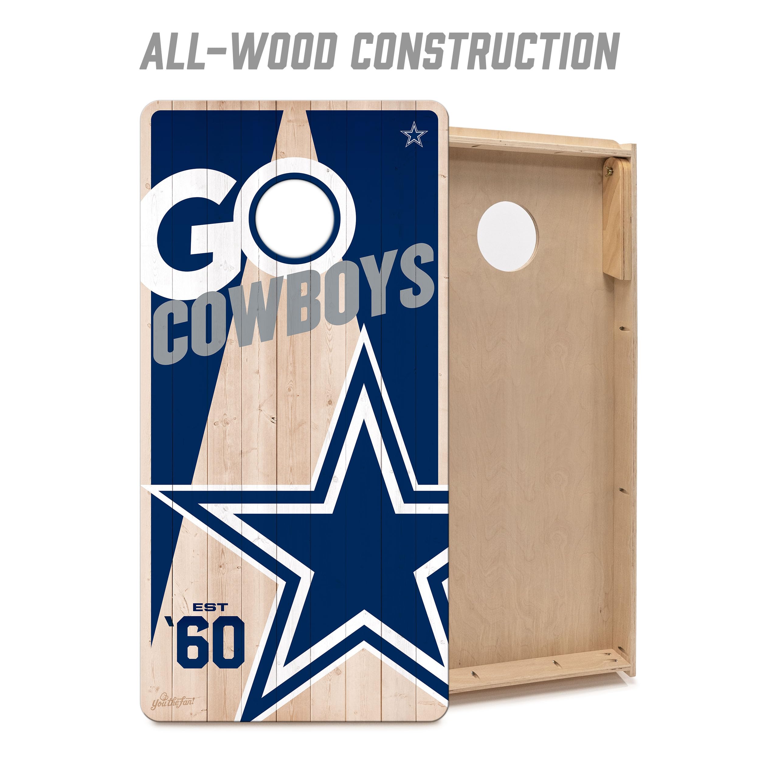 YouTheFan NFL 2' x 4' Professional Wood Cornhole Game Set with Team Logo Bags - Perfect for Tailgating, Backyard Parties, and Outdoor Sports Events