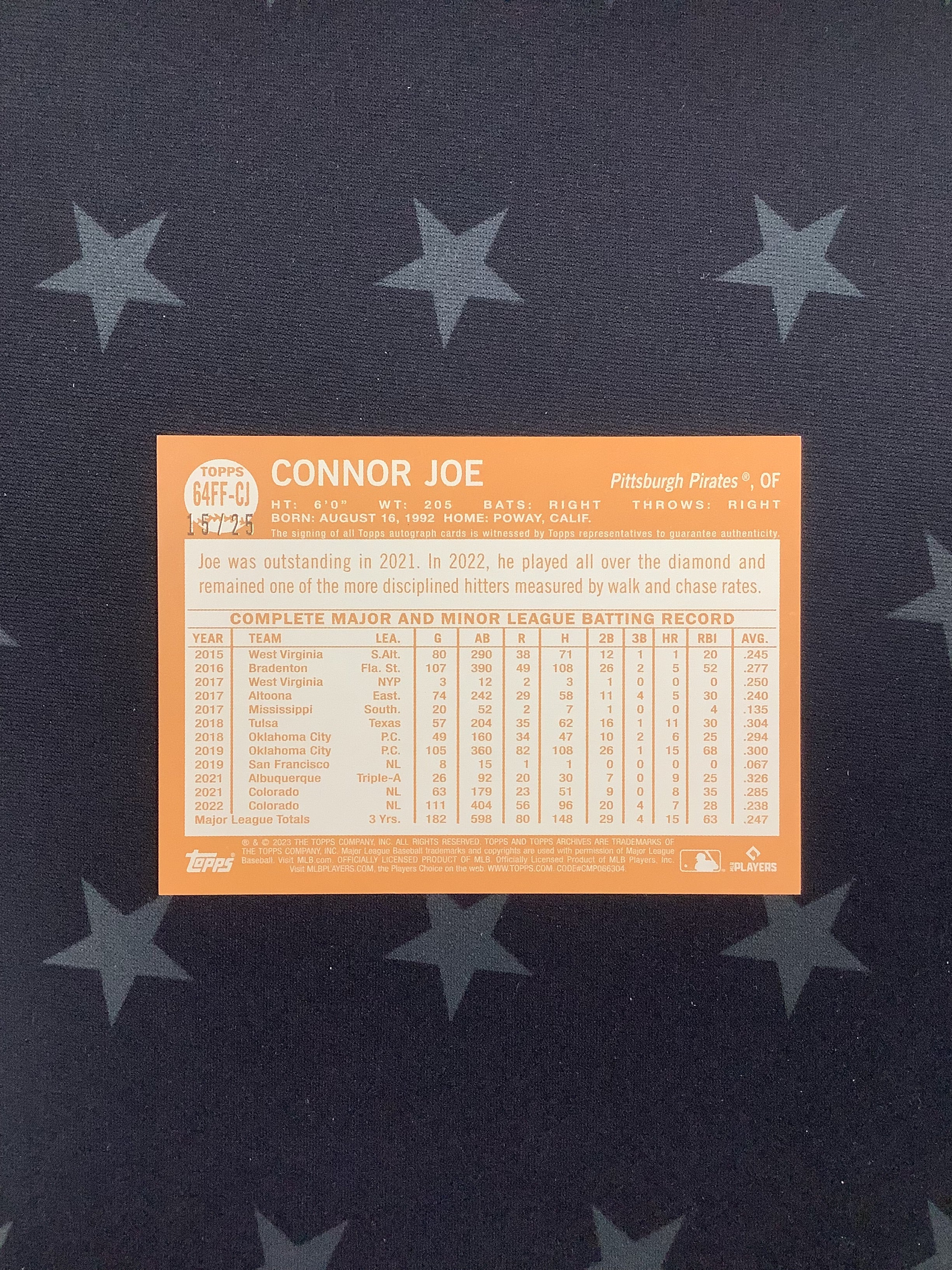 2023 Topps Archives Baseball Card #64FF Connor Joe /25 - Rare Collectible for Sports Fans & Memorabilia Enthusiasts - Perfect for Trading, Displaying, or Gifting