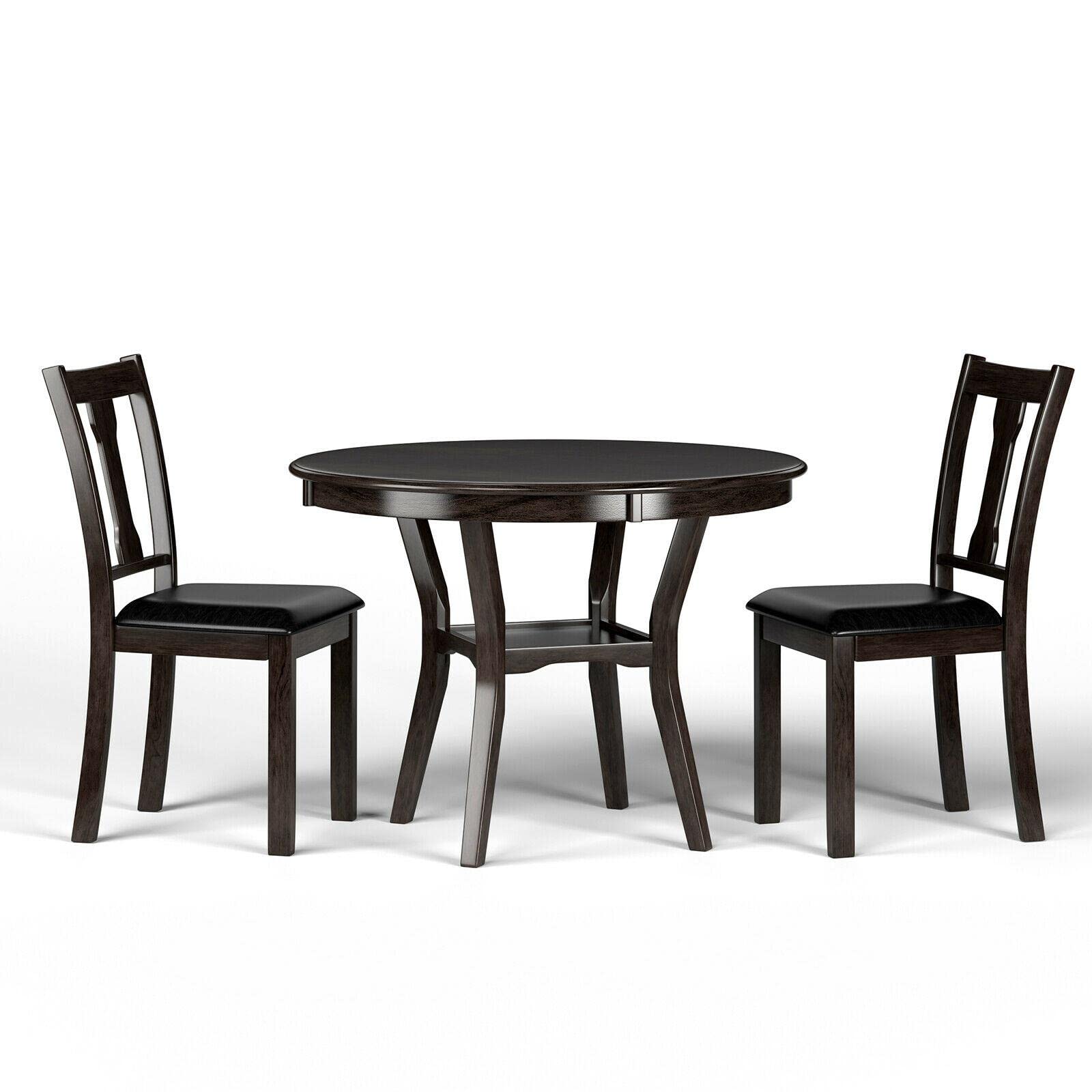 Modern 3-Piece Round Wooden Dining Table Set with 2 Chairs - Kitchen & Dining Room Furniture for Small Spaces, Breakfast Nook, Apartment, and Cozy Home Decor