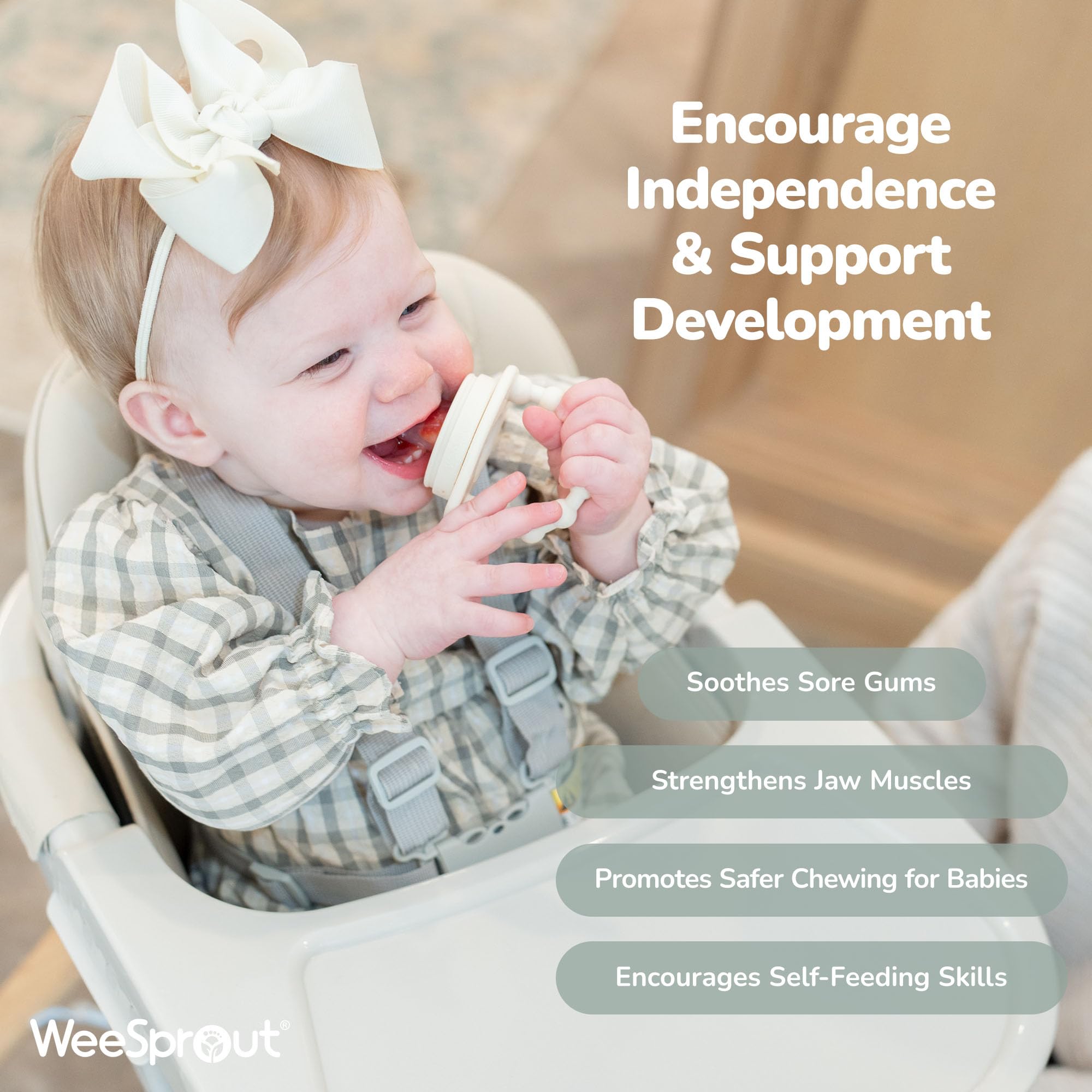WeeSprout Silicone Baby Food Feeders & Freezer Tray Set - 2 Pack with Extra Pouches & Travel Lids | Safe for Introducing New Foods & Teething Relief | Dishwasher Safe | Perfect for On-the-Go Feeding & Meal Prep