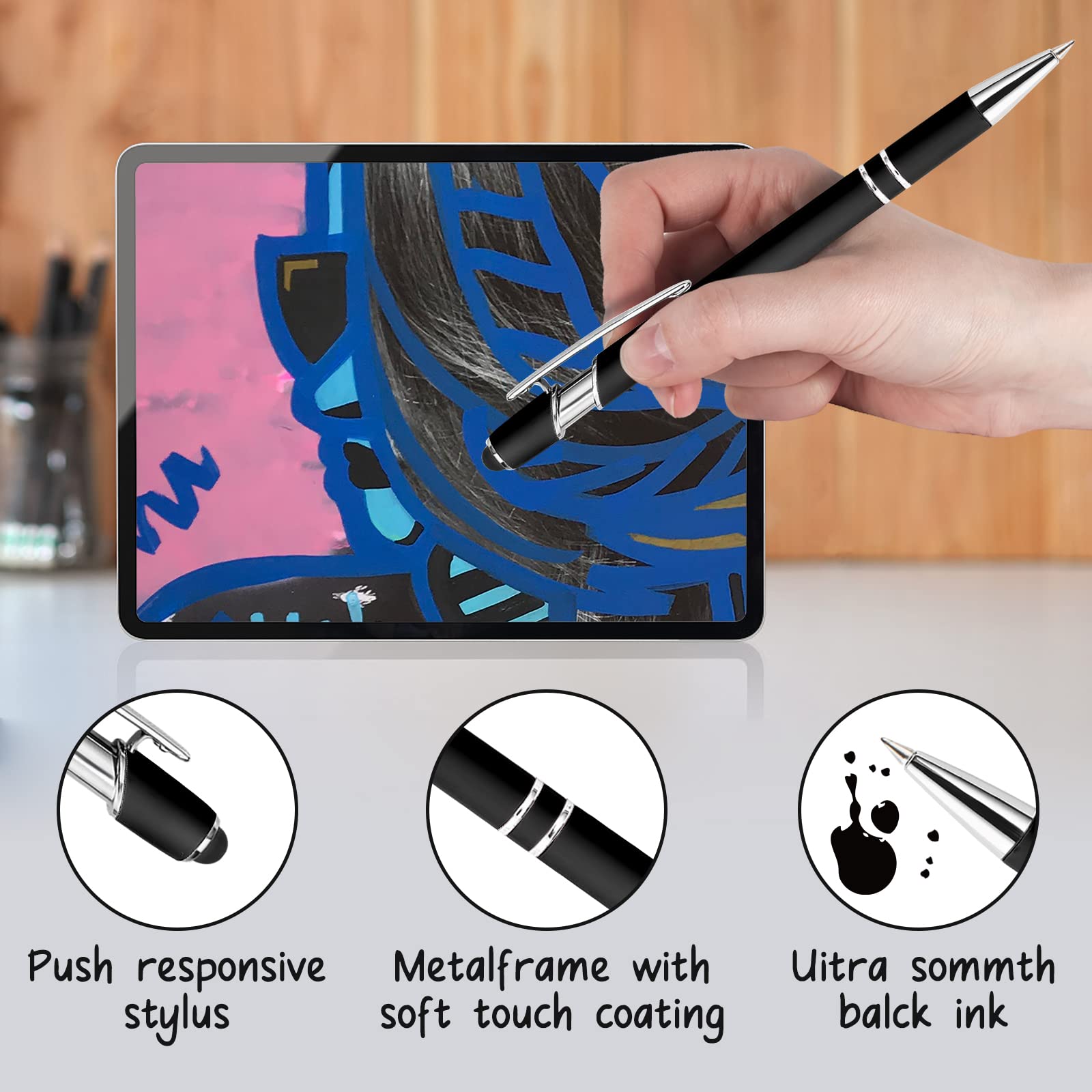 250 Pcs Custom Engraved Ballpoint Pens Bulk - Personalized Business Logo & Name - Soft Black Ink Stylus with Touch Metal Tip - Perfect for Office, Promotions, Anniversaries, Graduations & Corporate Gifts