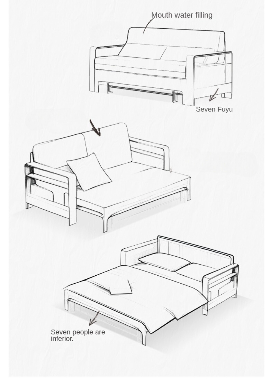 **Oak Solid Wood Folding Sofa Bed – Convertible Sleeper for Small Spaces, Guest Room & Studio Apartments**